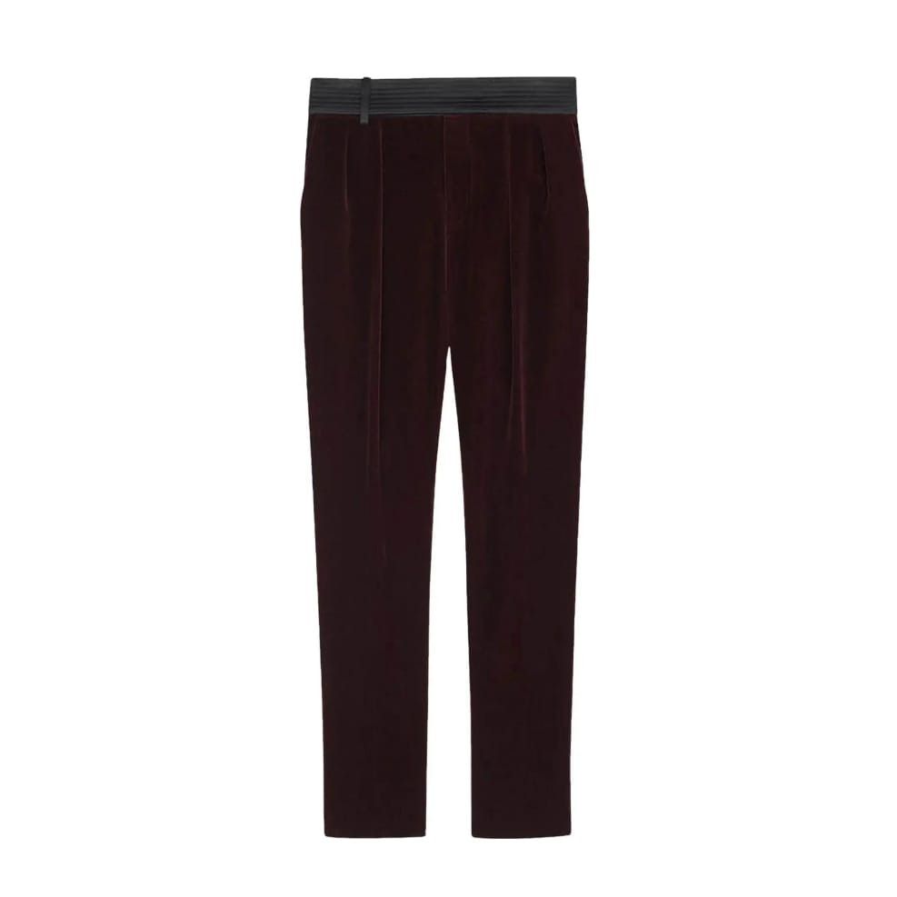 o1s1wg110724 Carrot-Fit Pants in Cotton Velvet in Wine Black