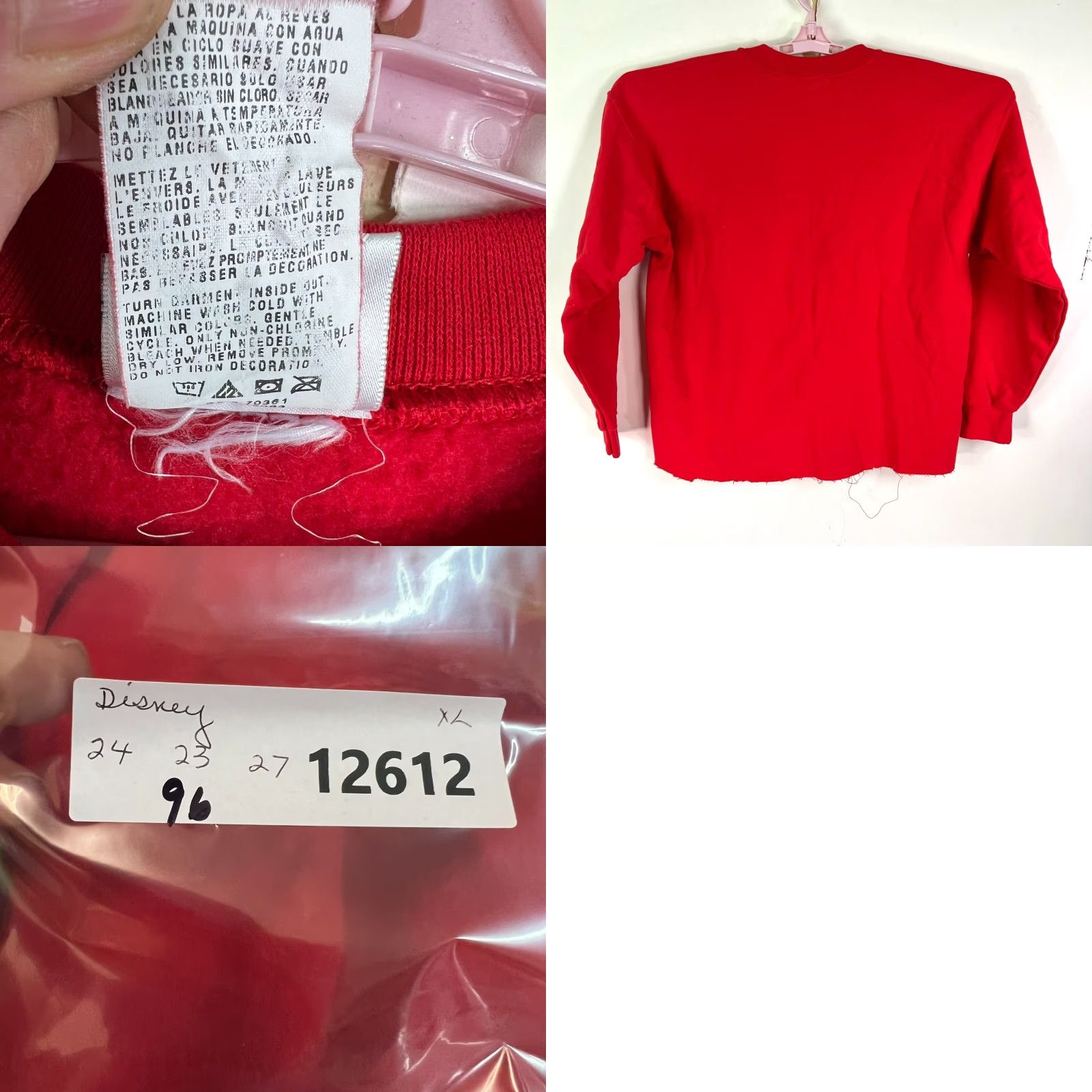 Disney Disney Pooh Bear Mommy Sweatshirt Womens XL Red Embroidered Pullover Long Sleeve Round Neck Raw Hem Size XL / US 12-14 / IT 48-50 - 8 Thumbnail