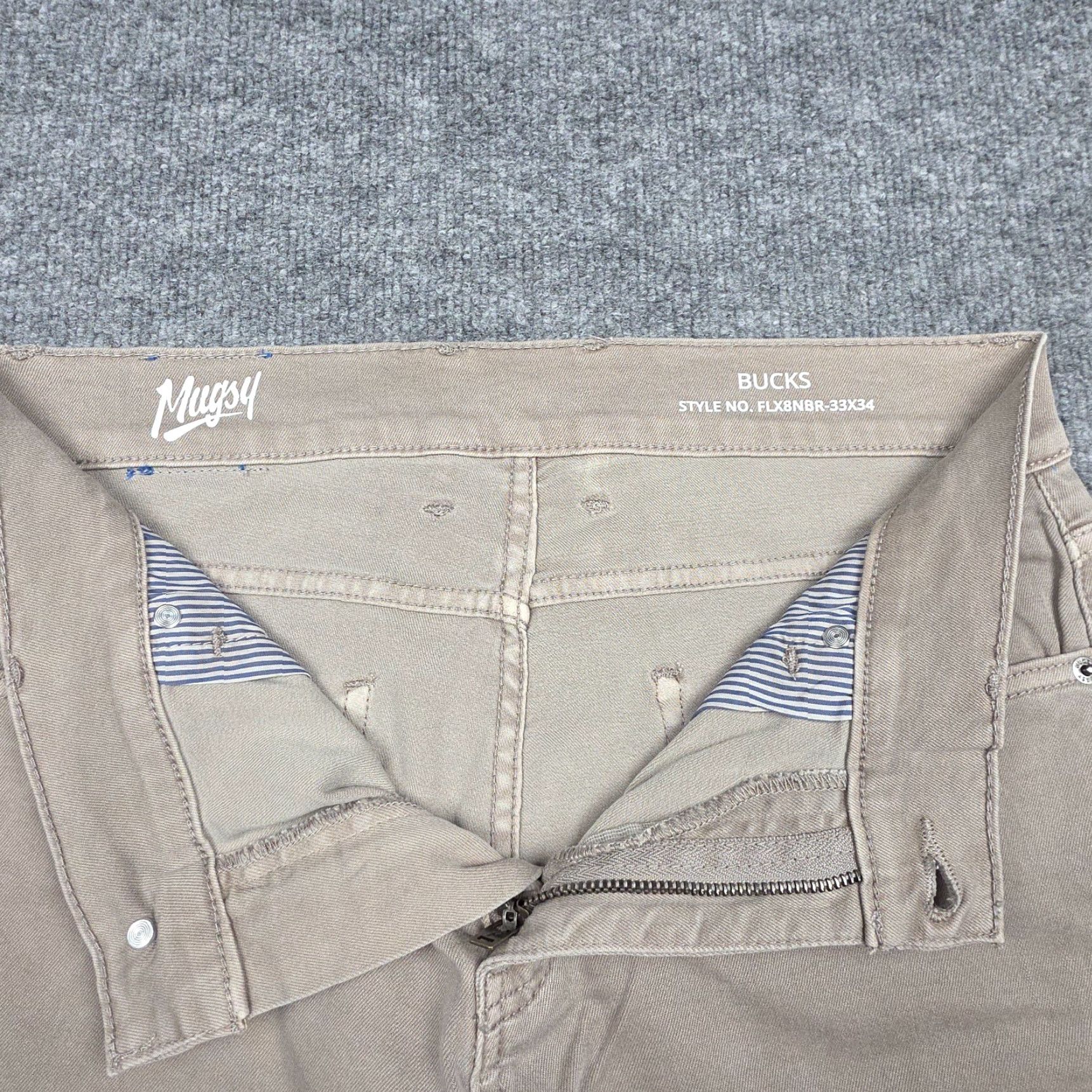 Vintage Mugsy Bucks Casual Mens Chino Pants 30 Regular Beige Comfort Stretch Slim Straight 5-Pocket Size US 30 / EU 46 - 3 Thumbnail