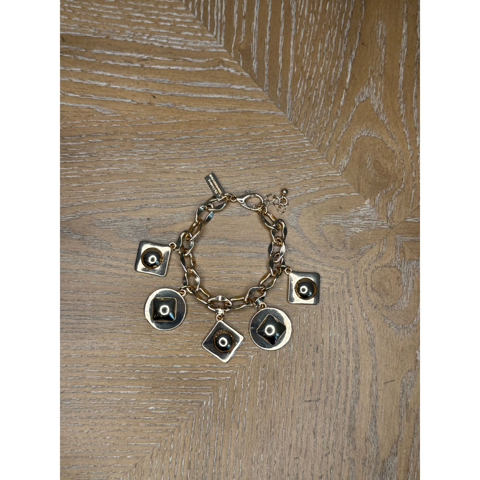 Other INC Gold Tone Charm Bracelet Geometric Dangle Statement New Size ONE SIZE - 2 Thumbnail