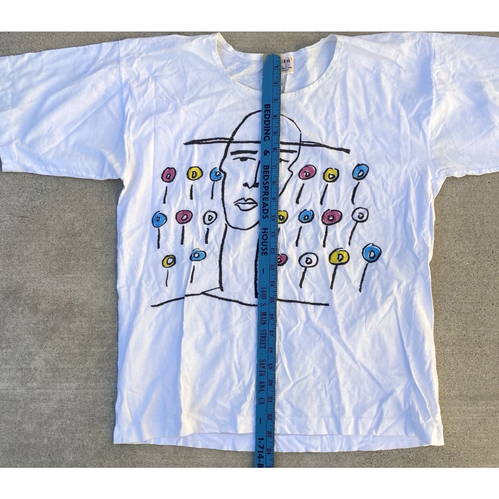 Vintage VINTAGE KAN-DO T-Shirt Graphic Print Tee White 1980s 70s Abstract Art Short Sleeve L Mens Vintage Graphic Print Tee Size US L / EU 52-54 / 3 - 7 Thumbnail