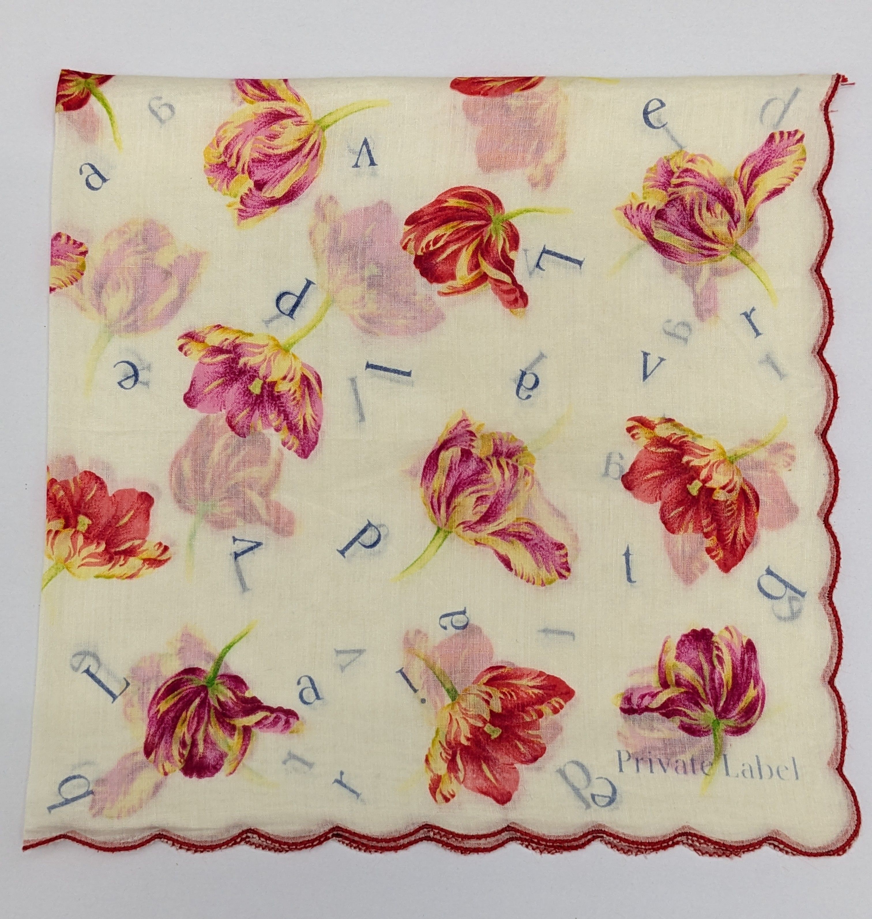 Japanese Brand Private Label Designer Red Tulips Floral Scalloped Size ONE SIZE - 1 Thumbnail