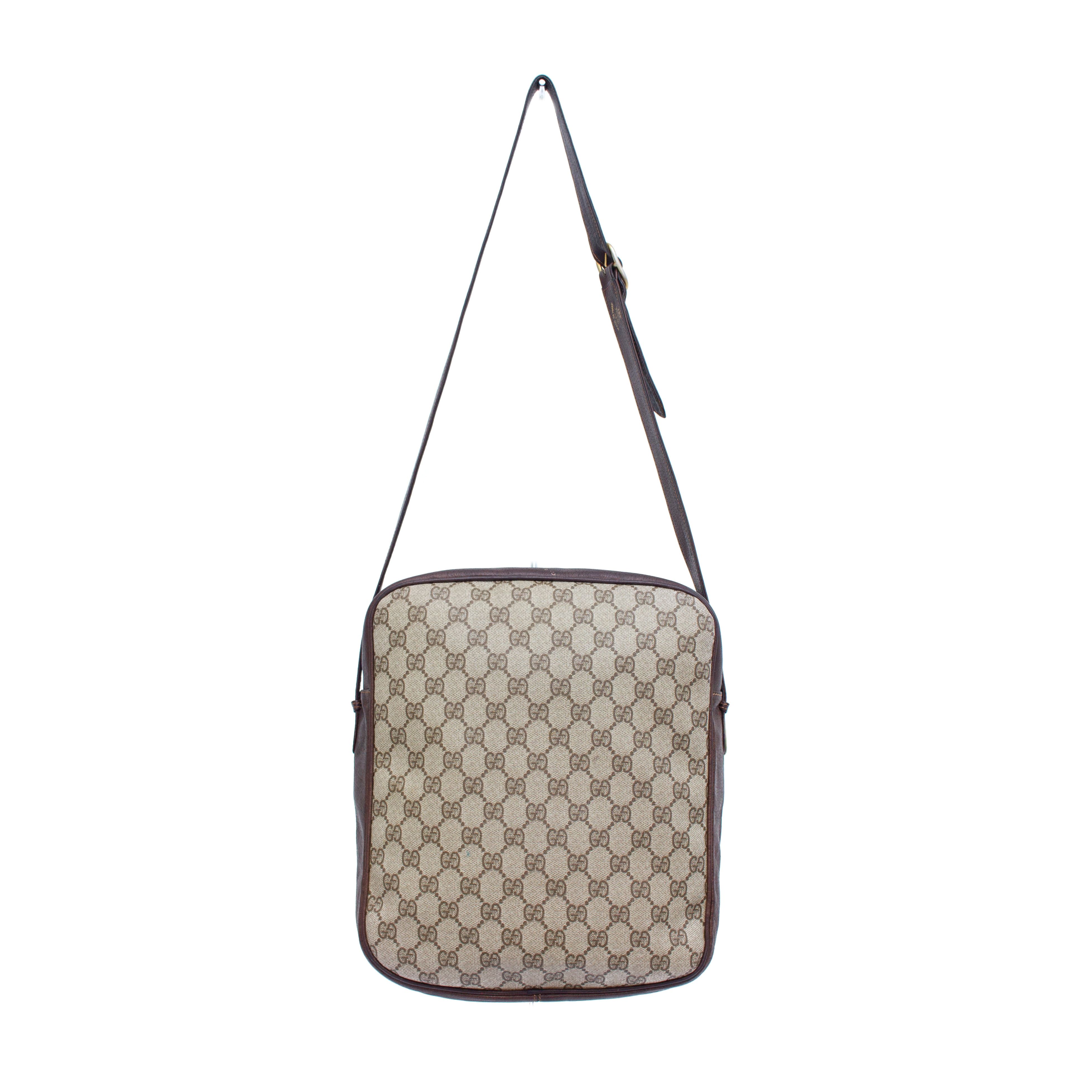 Gucci × Vintage VTG Gucci Brown GG Supreme Canvas and Leather Crossbody Bag Size ONE SIZE - 6 Thumbnail