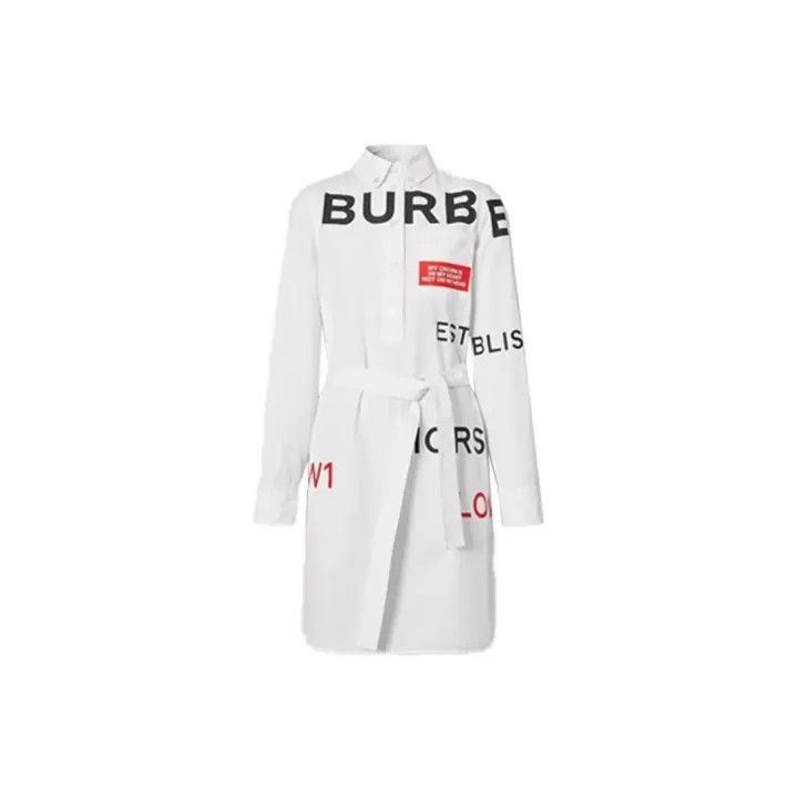 Burberry Burberry Cotton Lettered Long Sleeve Dress 0079 Size XS / US 0-2 / IT 36-38 - 1 Thumbnail
