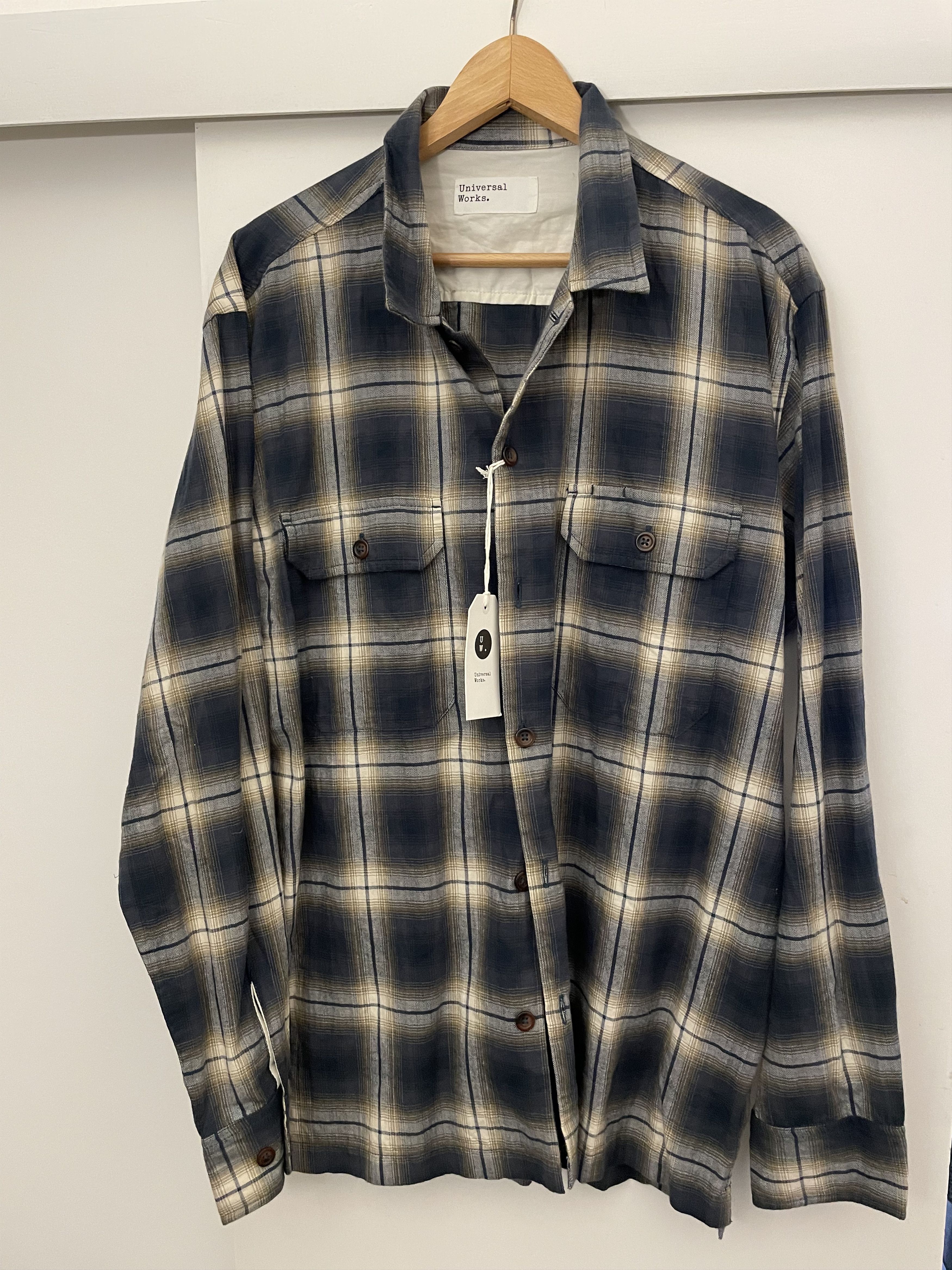 Universal Works Shadow Check Shirt Navy Size US XXL / EU 58 / 5 - 1 Thumbnail