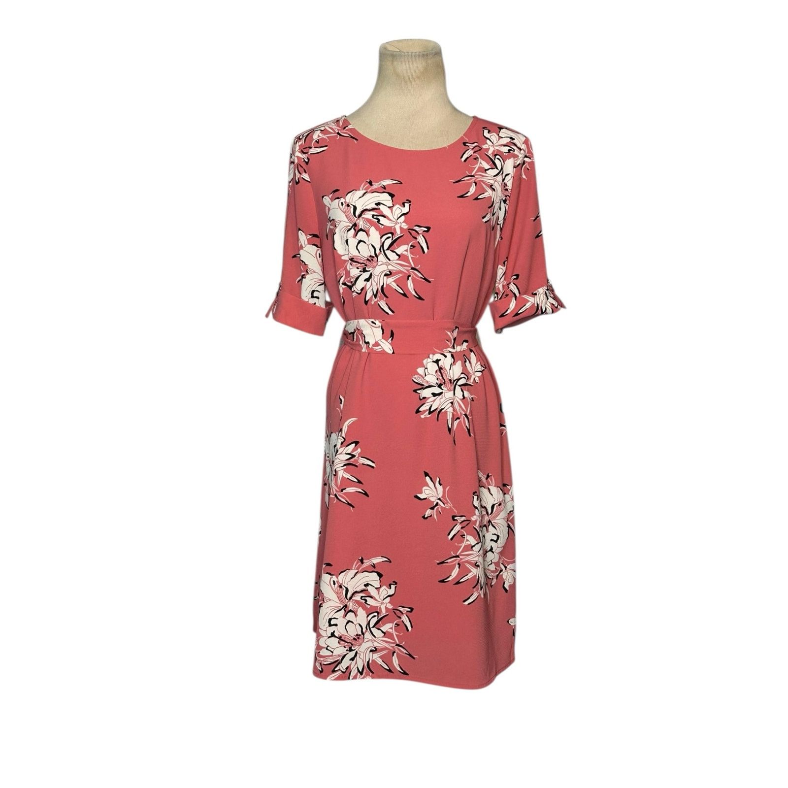 Worthington Worthington pink floral short sleeves mini dress size Small Size S / US 4 / IT 40 - 1 Thumbnail