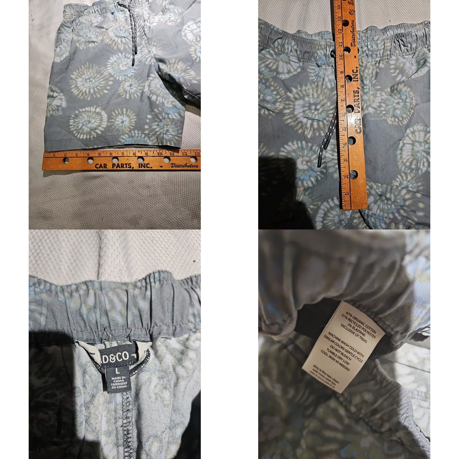 Toad&Co Toad&Co Shorts Men Large Blue Organic Cotton Blend Stretch Geometric Drawstring Size US 33 - 8 Thumbnail