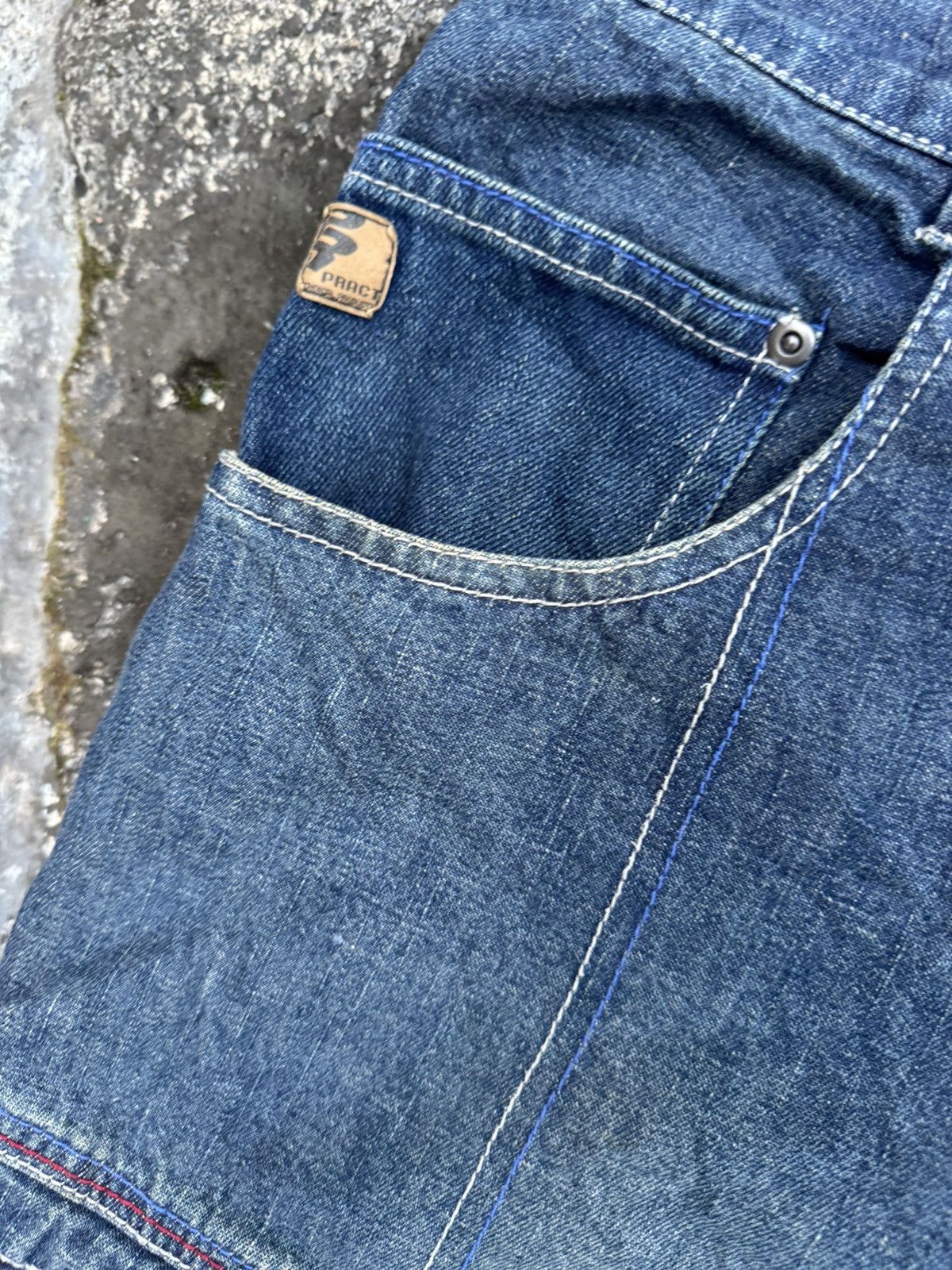 JNCO × Vintage VINTAGE BAGGY JORTS PRACT DENIM HIPHOP Y2K Size US 33 - 5 Thumbnail