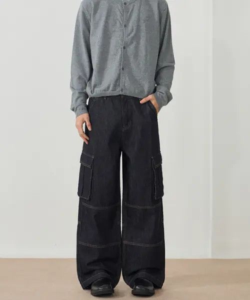 VIBE Multi-pocket patchwork wide-leg American loose work jeans Size US 32 / EU 48 - 3 Thumbnail