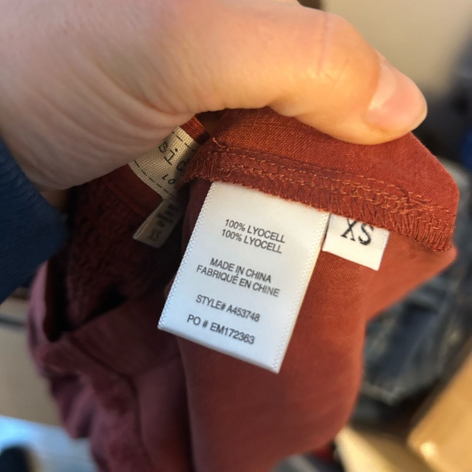 Other Side Stitch Burnt Orange Raw Hem Button-Up Smocked Shirt Size XS / US 0-2 / IT 36-38 - 3 Thumbnail