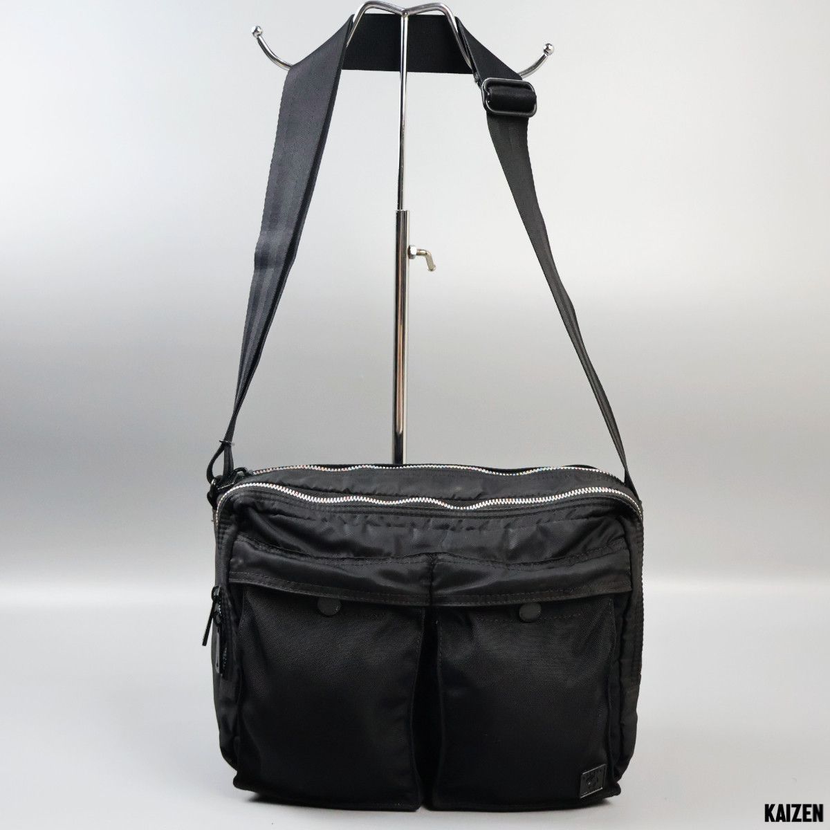 image of Porter - Nylon Tanker Shoulder Bag Rainbow Zipper in Black, Men's