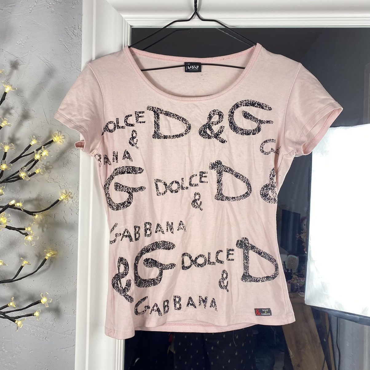 Dolce & Gabbana DOLCE AND GABBANA Y2K BIG LOGO PINK GLAM T SHIRT Size M / US 6-8 / IT 42-44 - 1 Thumbnail
