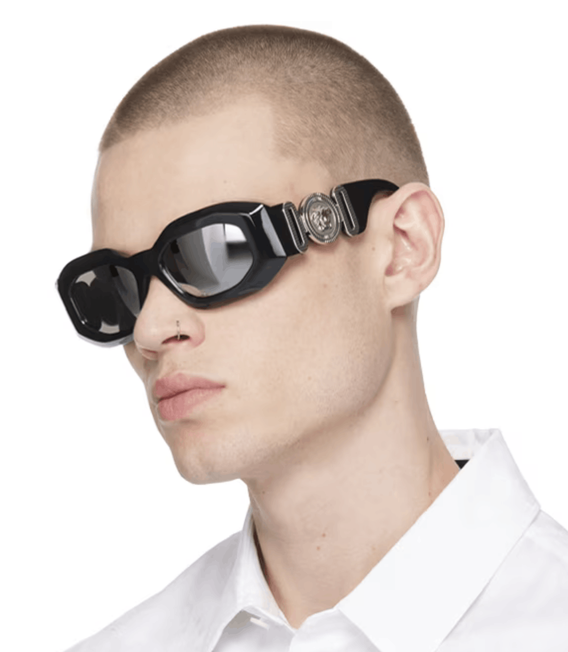 image of New Versace Ve4425U - 536087 Biggie Medusa Mirror Sunglasses in Black, Men's