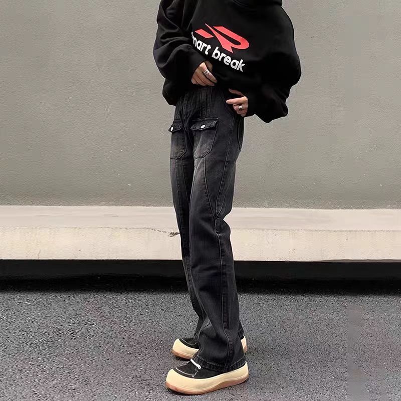 Japanese Brand × Vintage Washed Black Distressed Loose Hip Hop Jeans Size US 34 / EU 50 - 3 Thumbnail