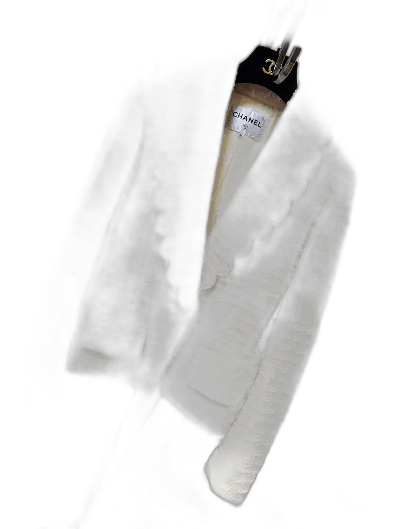 Chanel White Collar Soft Wool Jacket