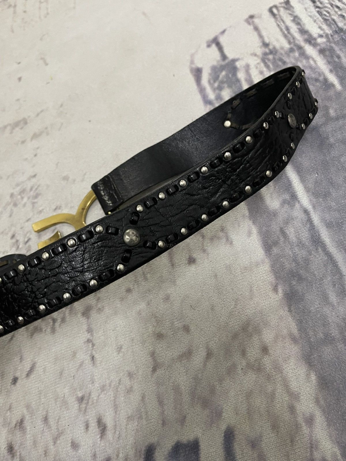 Dolce & Gabbana 90s DOLCE & GABBANA STUDDED DG LOGO BUCKLE LEATHER BELT Size ONE SIZE - 5 Thumbnail