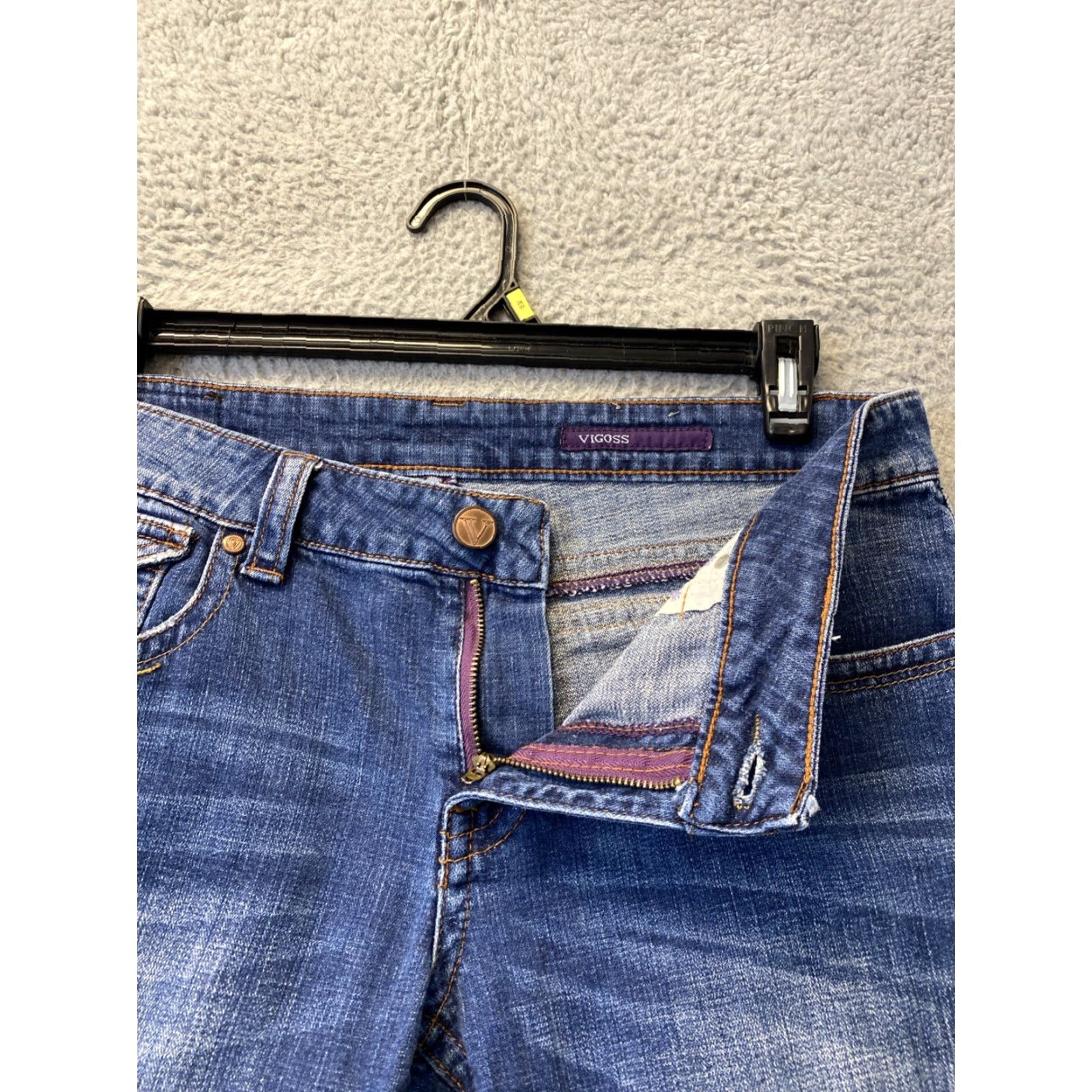 Vintage VIGOSS Denim Capri Jeans Mid Rise Women’s 11 34x19 Blue Slim Distressed Designer Size 32" / US 10 / IT 46 - 2 Thumbnail