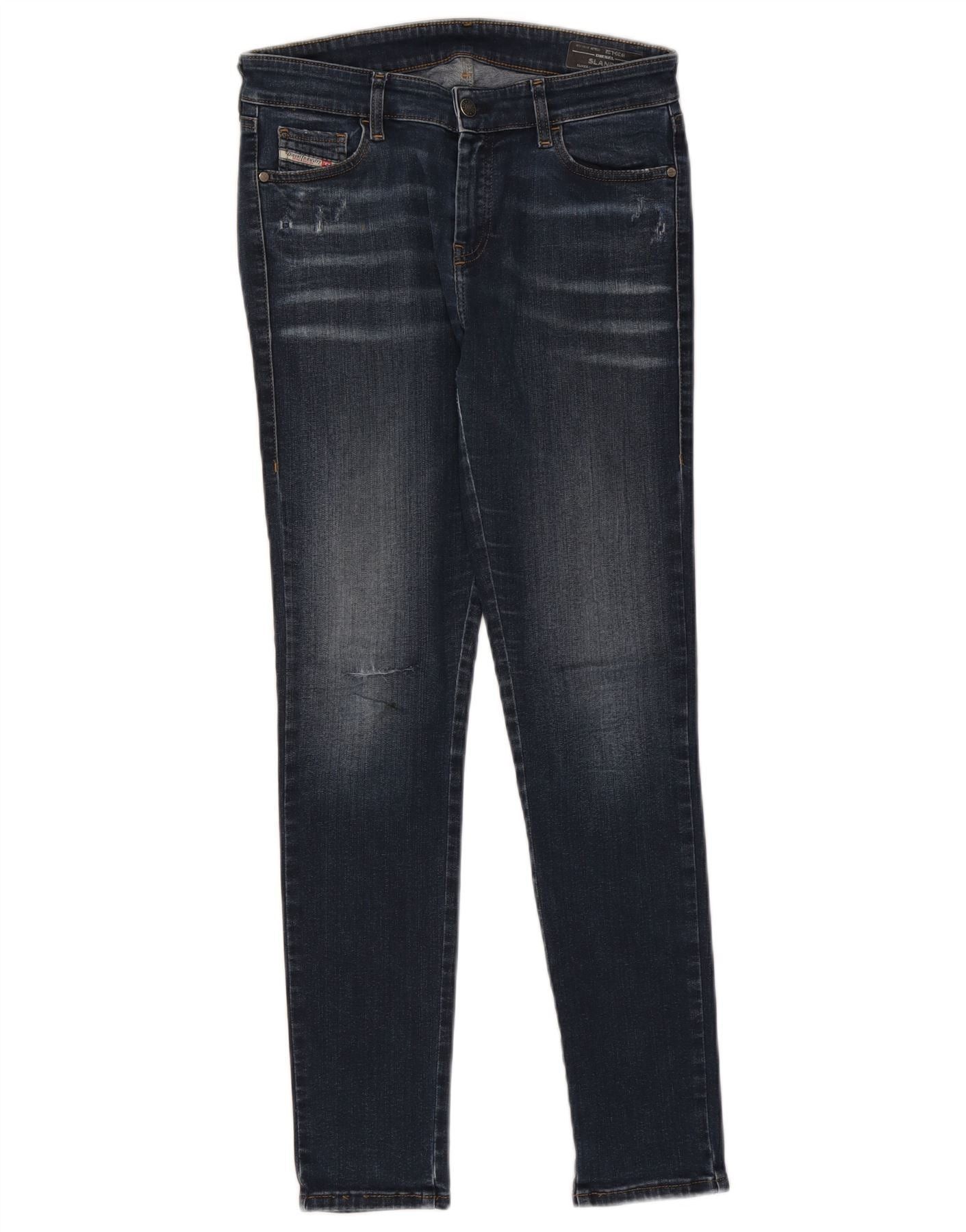 Diesel Womens Slandy Skinny Jeans W30 L32 Navy Blue Cotton Size 42" / US 20 - 1 Thumbnail