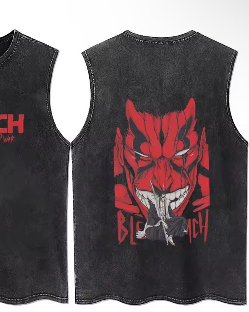 Japanese Brand Y2K Anime Red Monster Printed Washed Vest Tank Top T-Shirt Size US XL / EU 56 / 4 - 1 Thumbnail