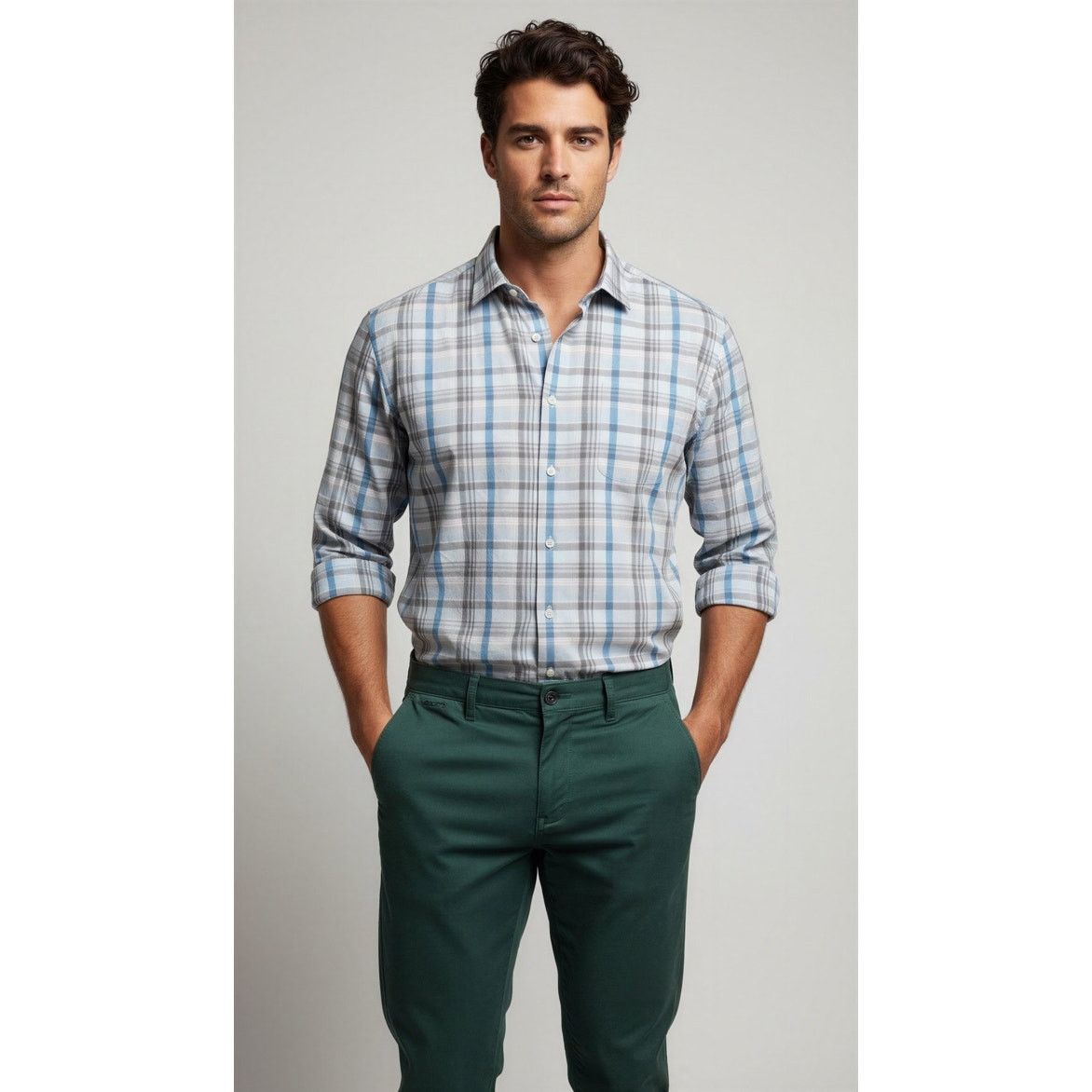 johnnie-O Johnnie-O Men's XL Blue Plaid Performance Button-Up Shirt Size US XL / EU 56 / 4 - 1 Thumbnail