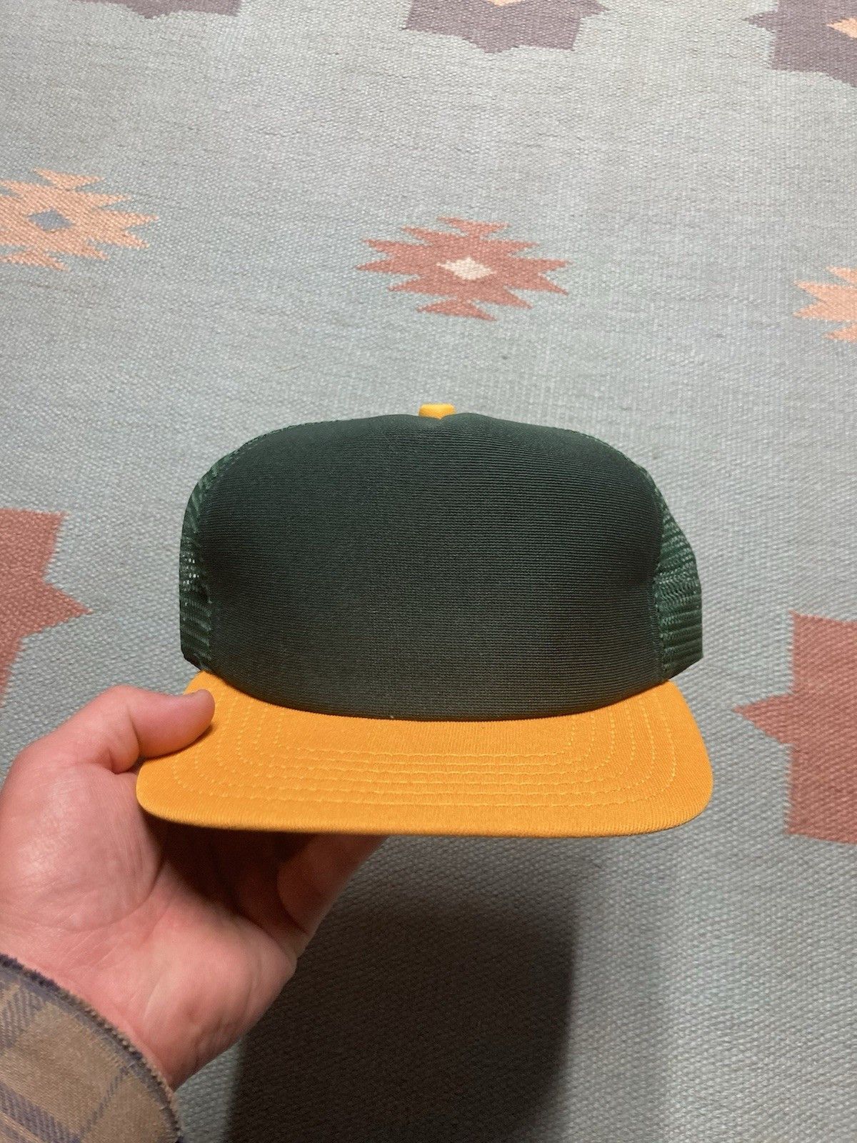 Vintage 80s trucker hat new era blank green yellow SnapBack Size ONE SIZE - 2 Thumbnail