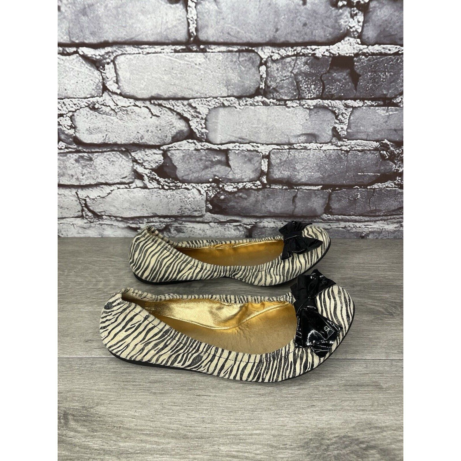 Kate Spade Kate Spade Zebra Print Ivory Black Stripe Patent Bow Ballet Size US 8 / IT 38 - 3 Thumbnail