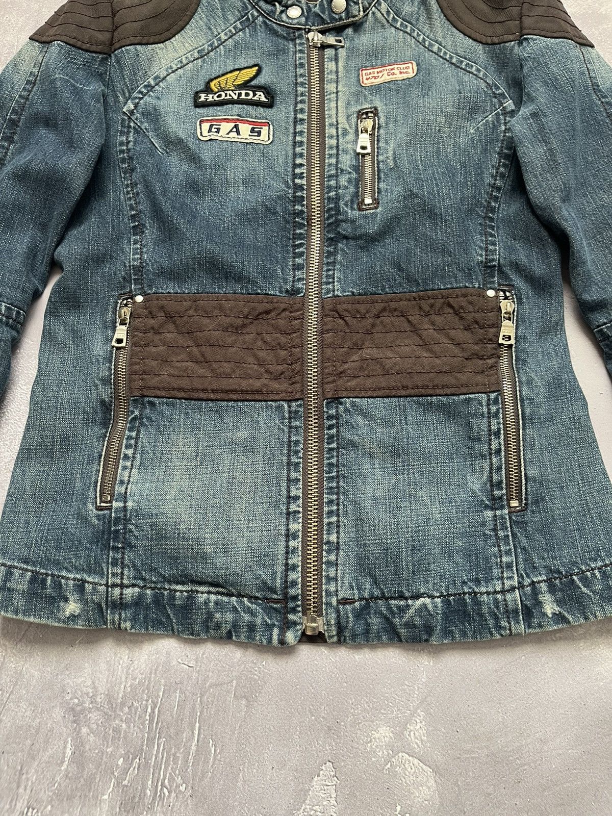 Honda Vintage Honda Racing Biker Gas Denim Jacket Blue Size L / US 10 / IT 46 - 5 Thumbnail