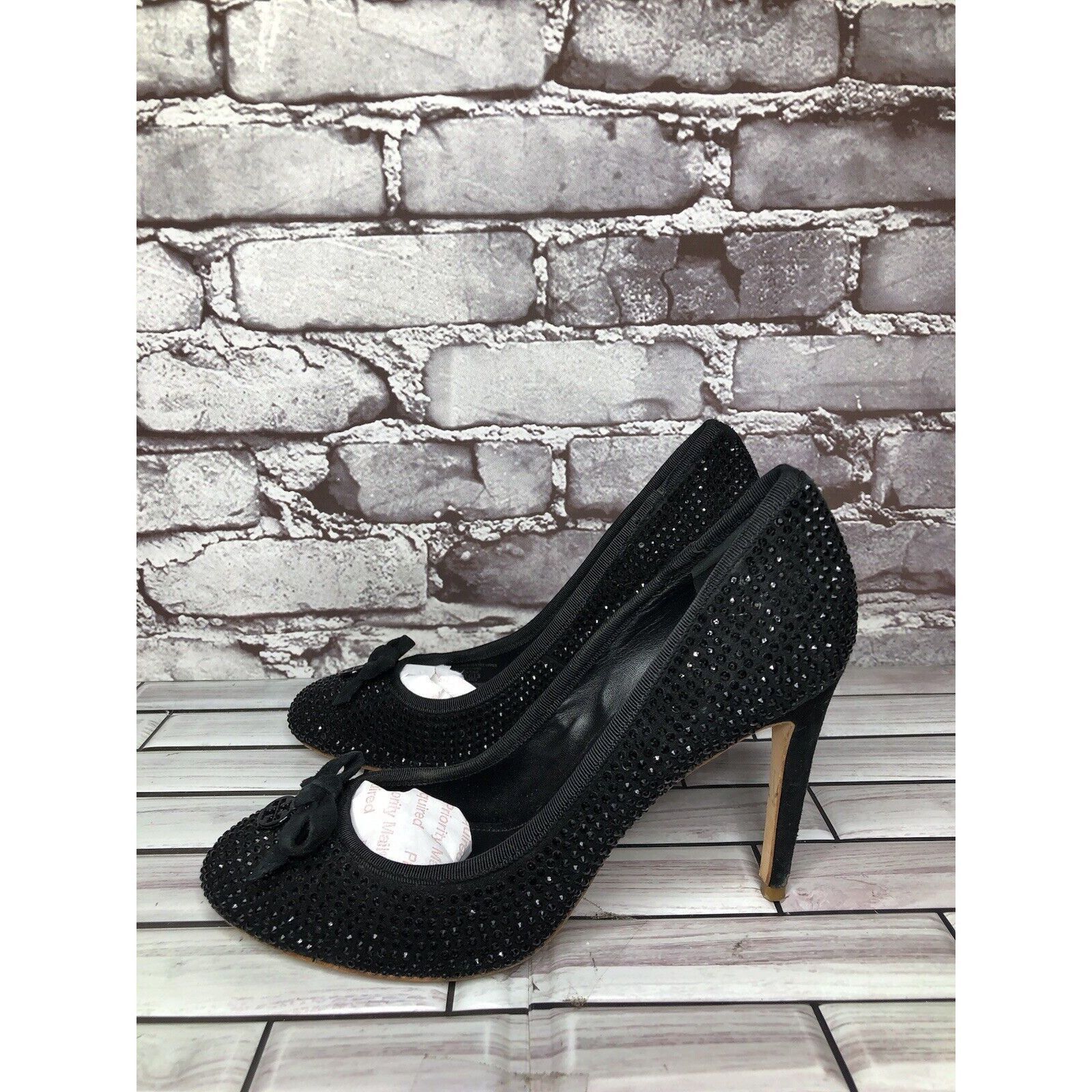 Tory Burch Tory Burch Phoenix Black Pump Rhinestone Soho Lux Suede Wome Size US 7.5 / IT 37.5 - 12 Thumbnail