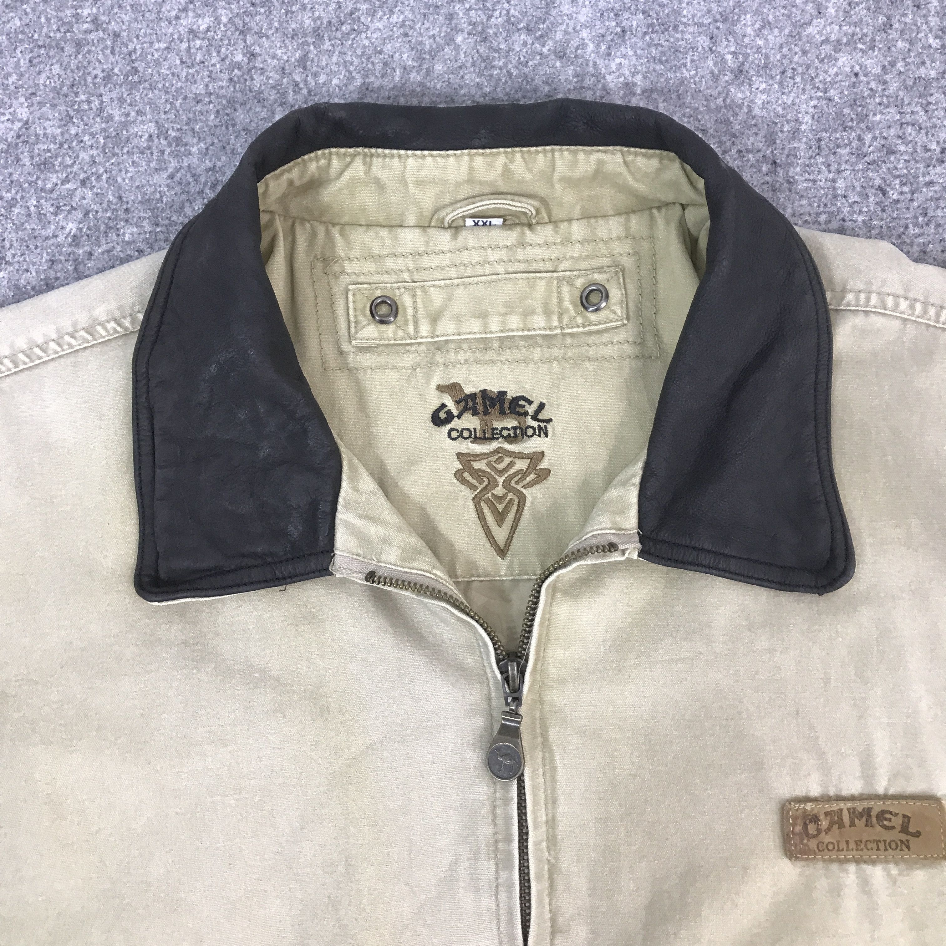 Camel Vinatge Camel Collection Leather Collar Jacket K67B6 Size US L / EU 52-54 / 3 - 8 Thumbnail