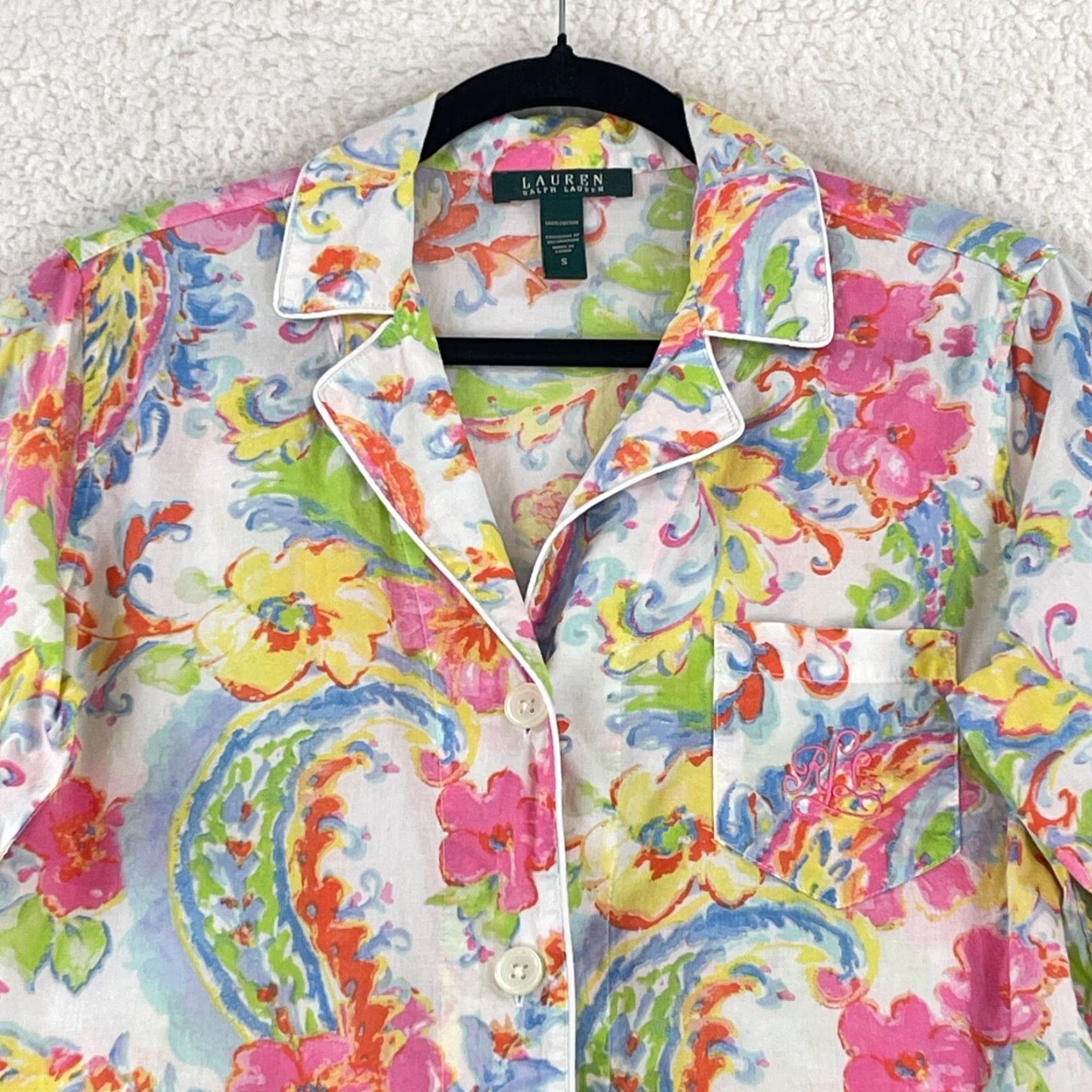 Ralph Lauren Lauren Ralph Lauren Button-Front Pajama Shirt Womens Size Small Pink Paisley Size S / US 4 / IT 40 - 3 Thumbnail