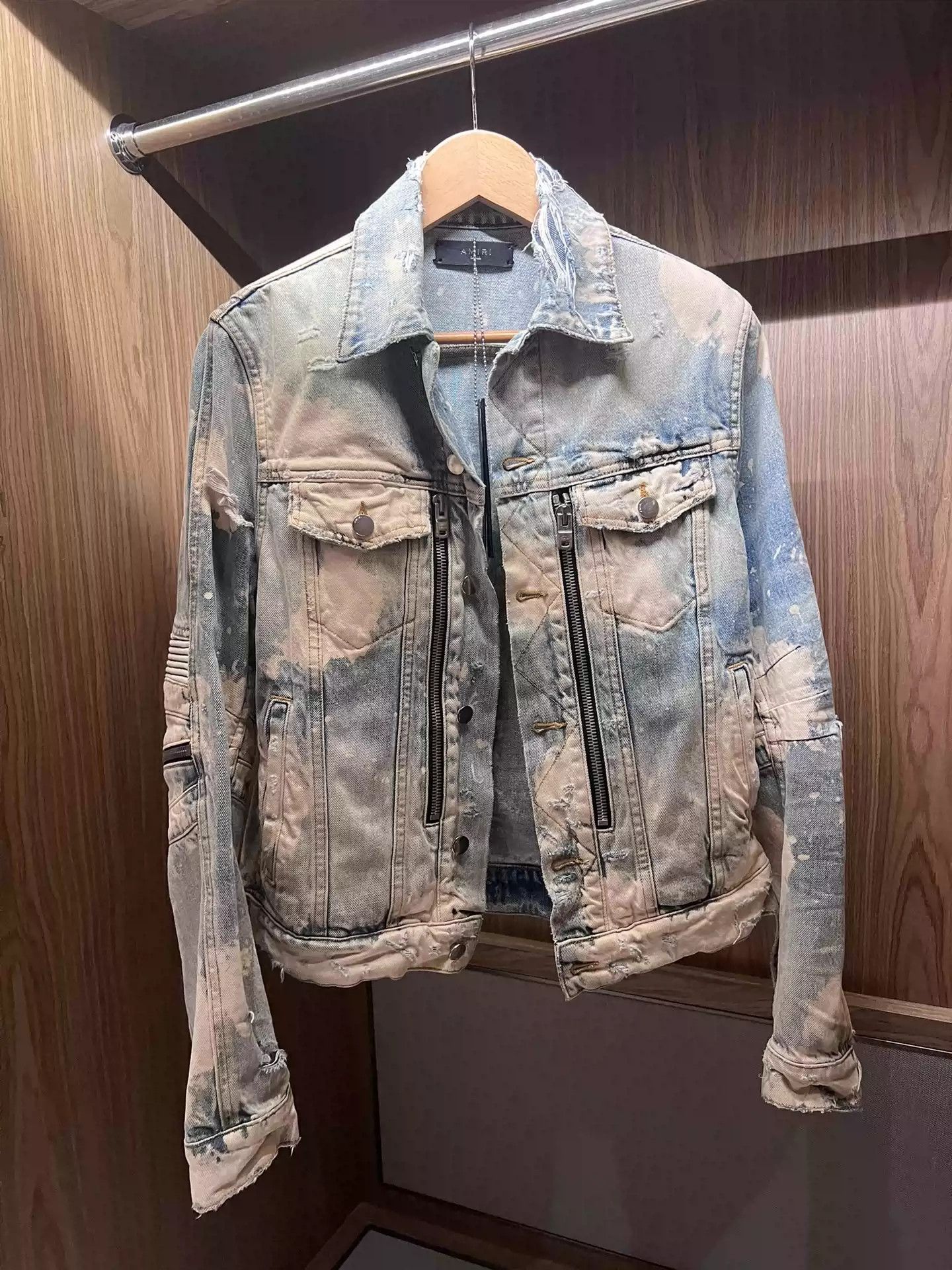Amiri MX2 Bleached and Inked Destroyed Denim Jacket