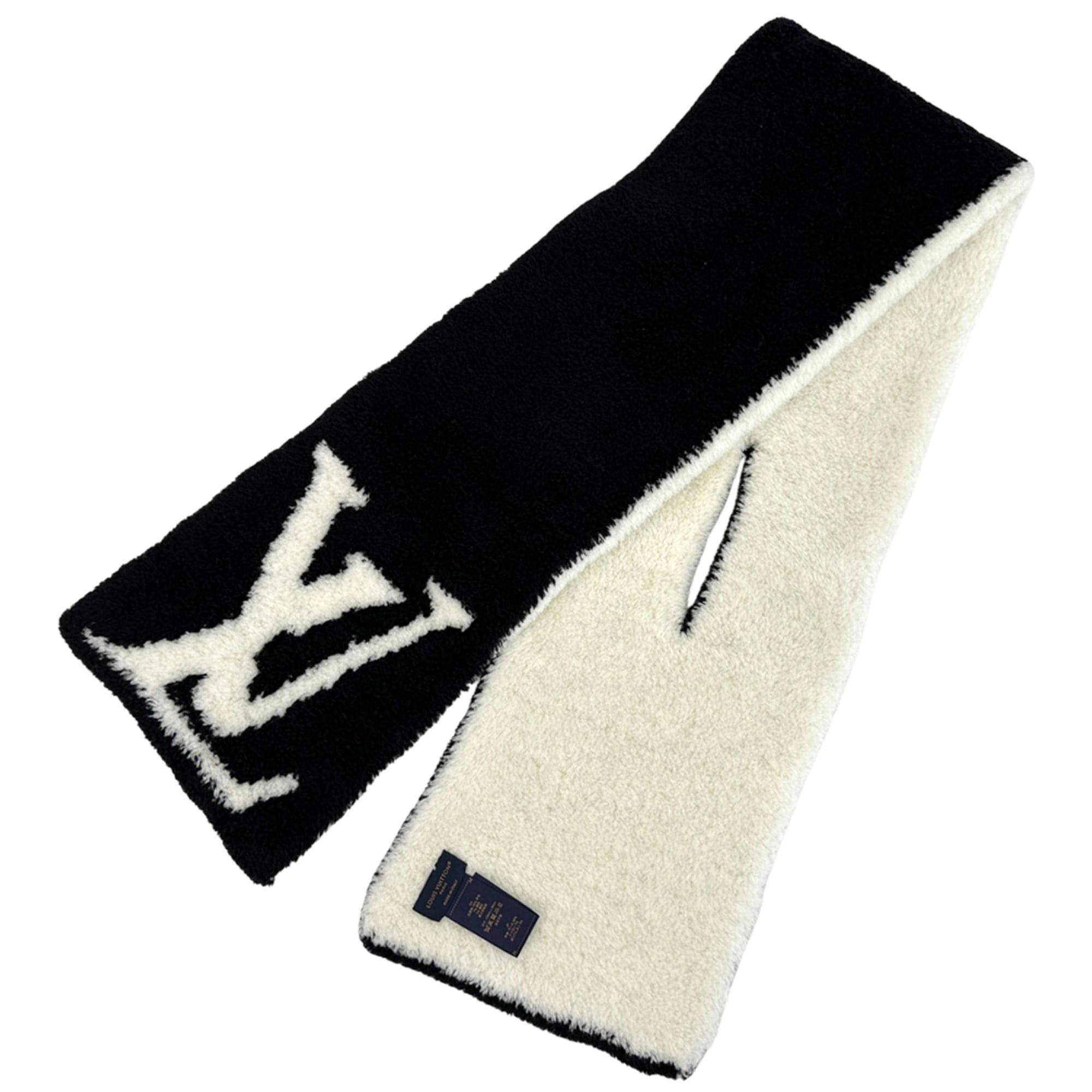 Louis Vuitton Louis Vuitton Scarf Muffler for Women and Men, Brand Stole, Wool, Nylon, Urethane, Comfy, Black, White M79399 Size ONE SIZE - 1 Thumbnail