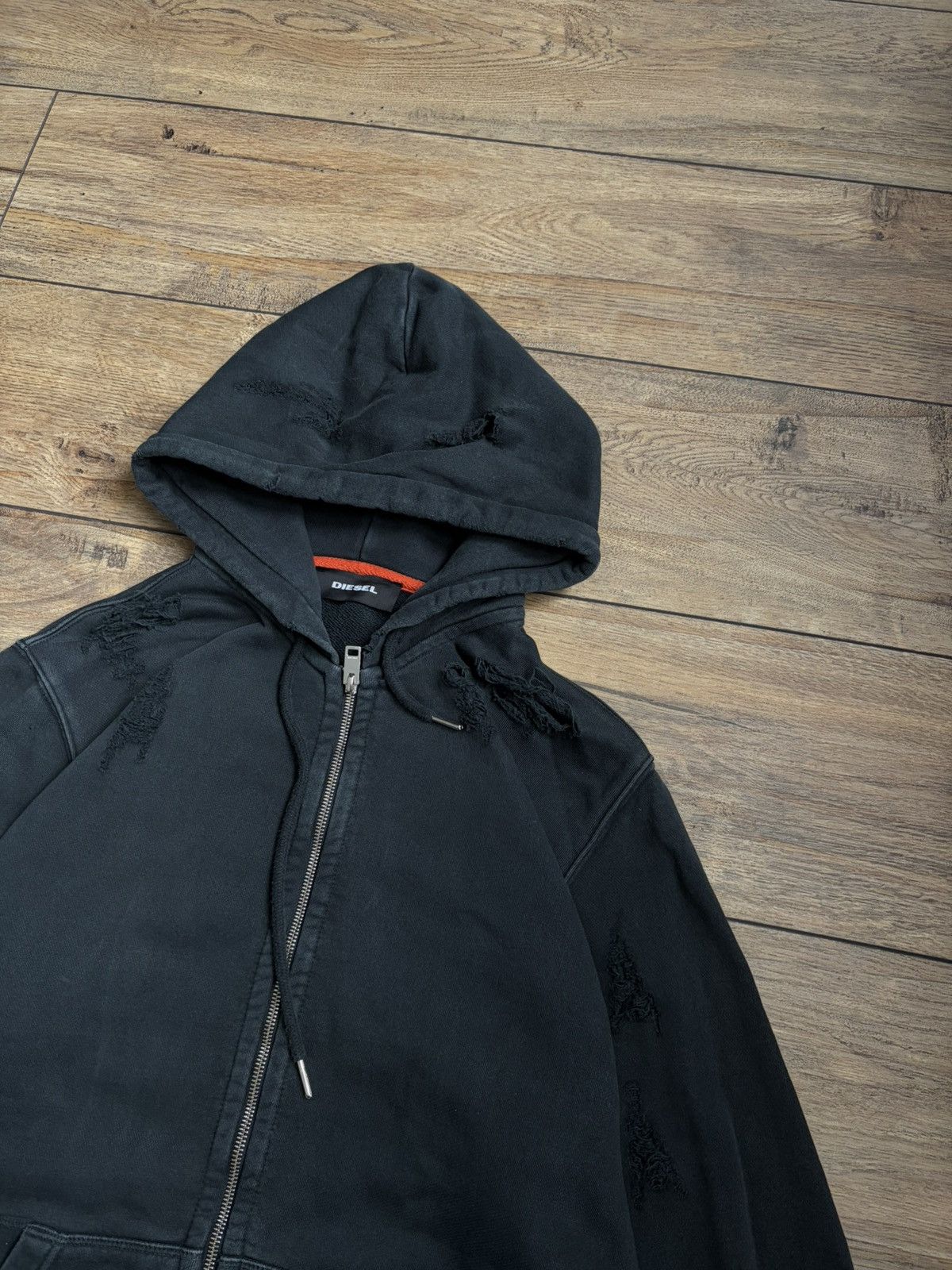 Diesel Rare Diesel Destroyed Zip Graphite Hoodie Streetwear Size US L / EU 52-54 / 3 - 3 Thumbnail
