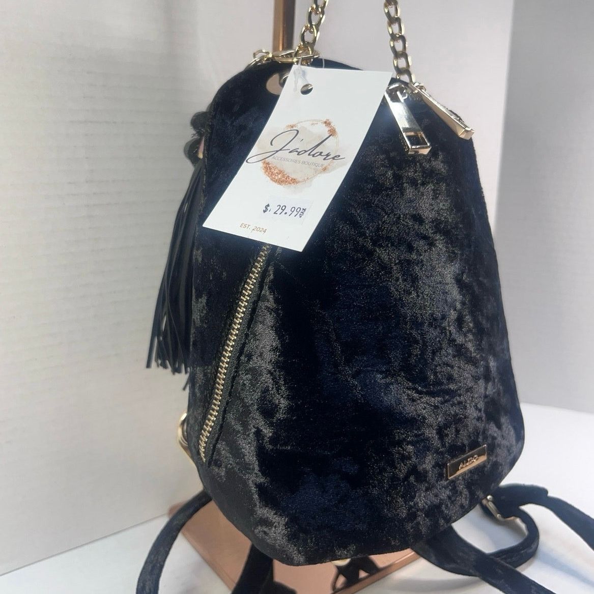 Aldo Aldo Black Velvet Suede Backpack Handbag Purse NWT Size ONE SIZE - 4 Thumbnail