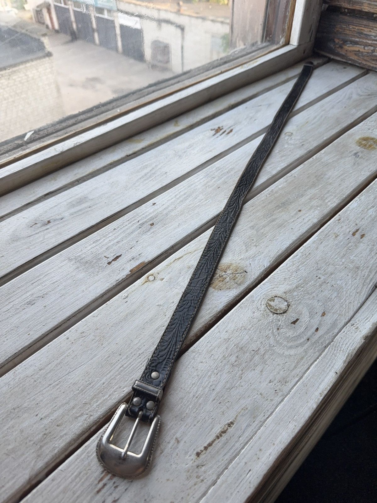 Designer × Japanese Brand × Vintage Vintage Western Black Leather Belt Design Silver Buckle Size ONE SIZE - 3 Thumbnail