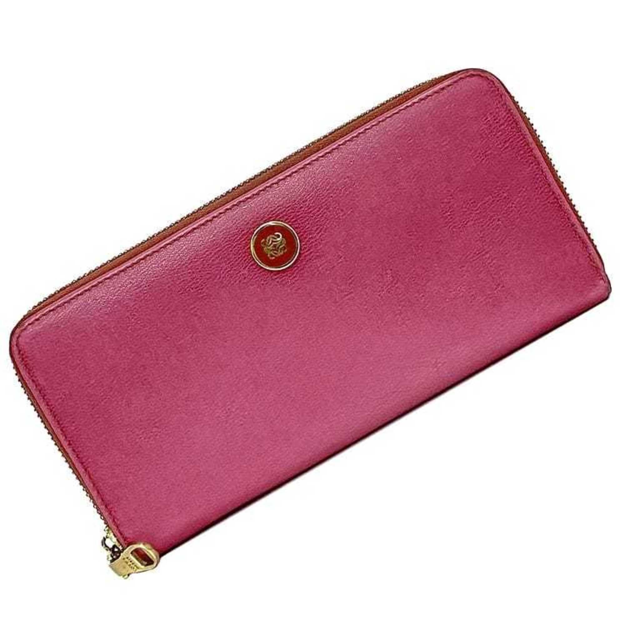 image of Loewe Round Long Wallet Pink Anagram Leather Ladies, Women's