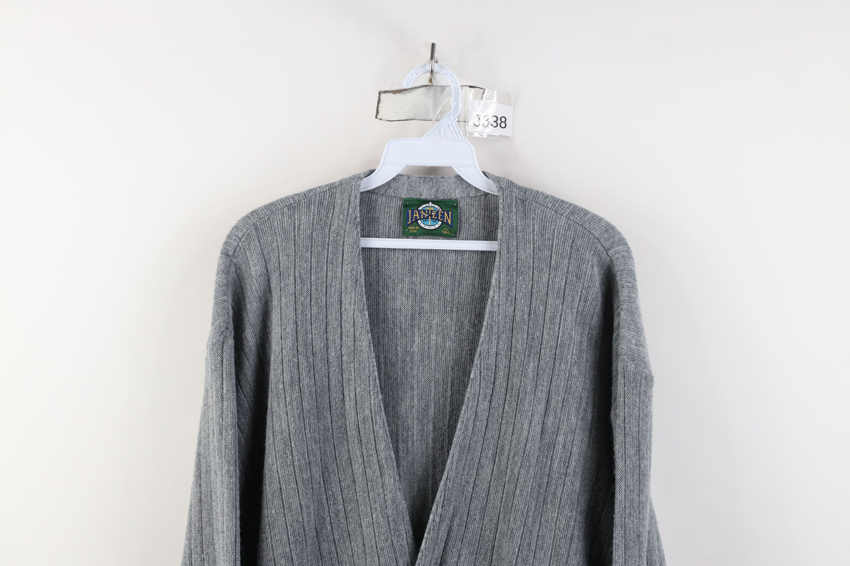 Vintage Vintage 70s Streetwear Ribbed Knit Cardigan Sweater Gray USA Size US XL / EU 56 / 4 - 2 Thumbnail