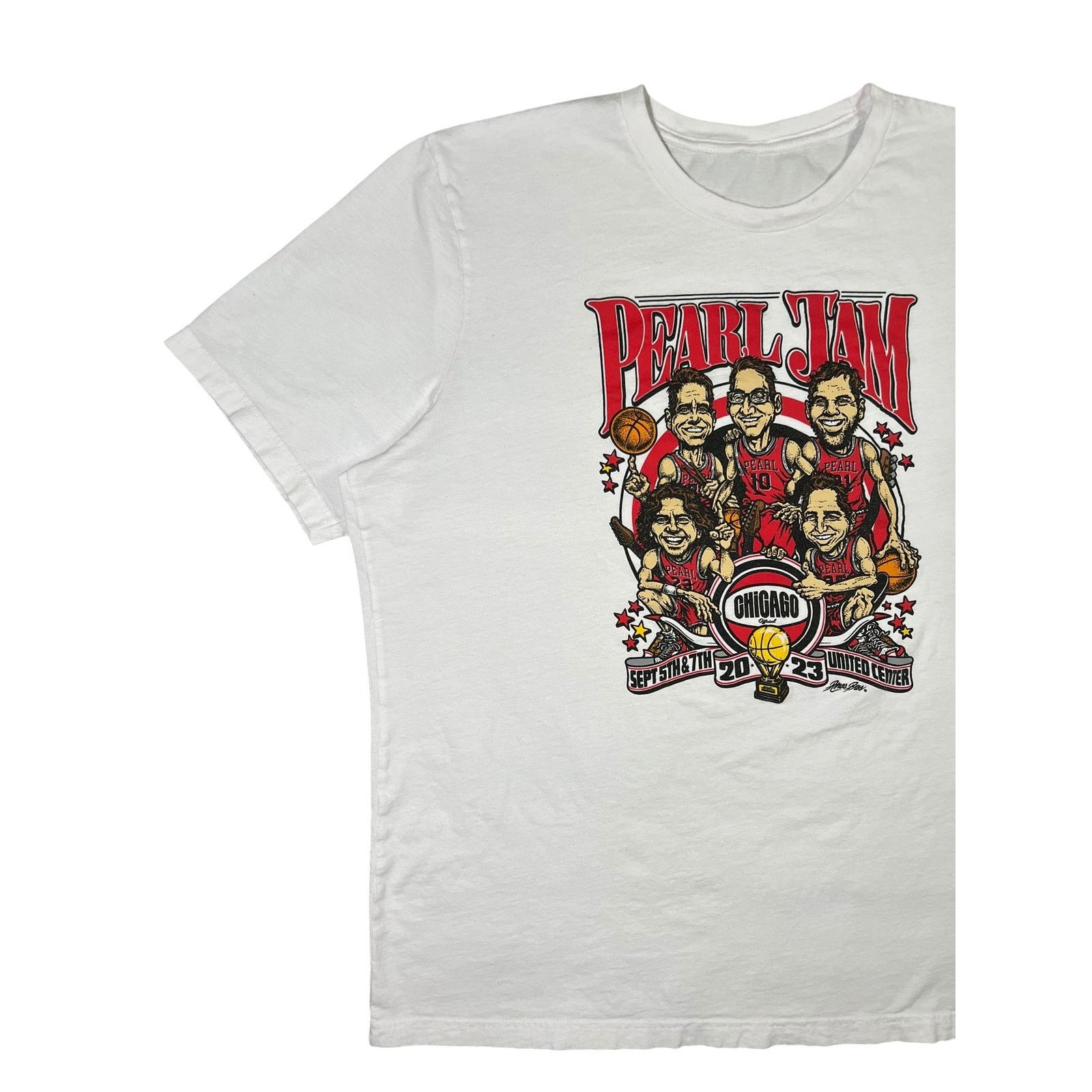 Band Tees × NBA 2023 Pearl Jam Chicago Bulls caricature band tee (XL) Size US XL / EU 56 / 4 - 4 Thumbnail