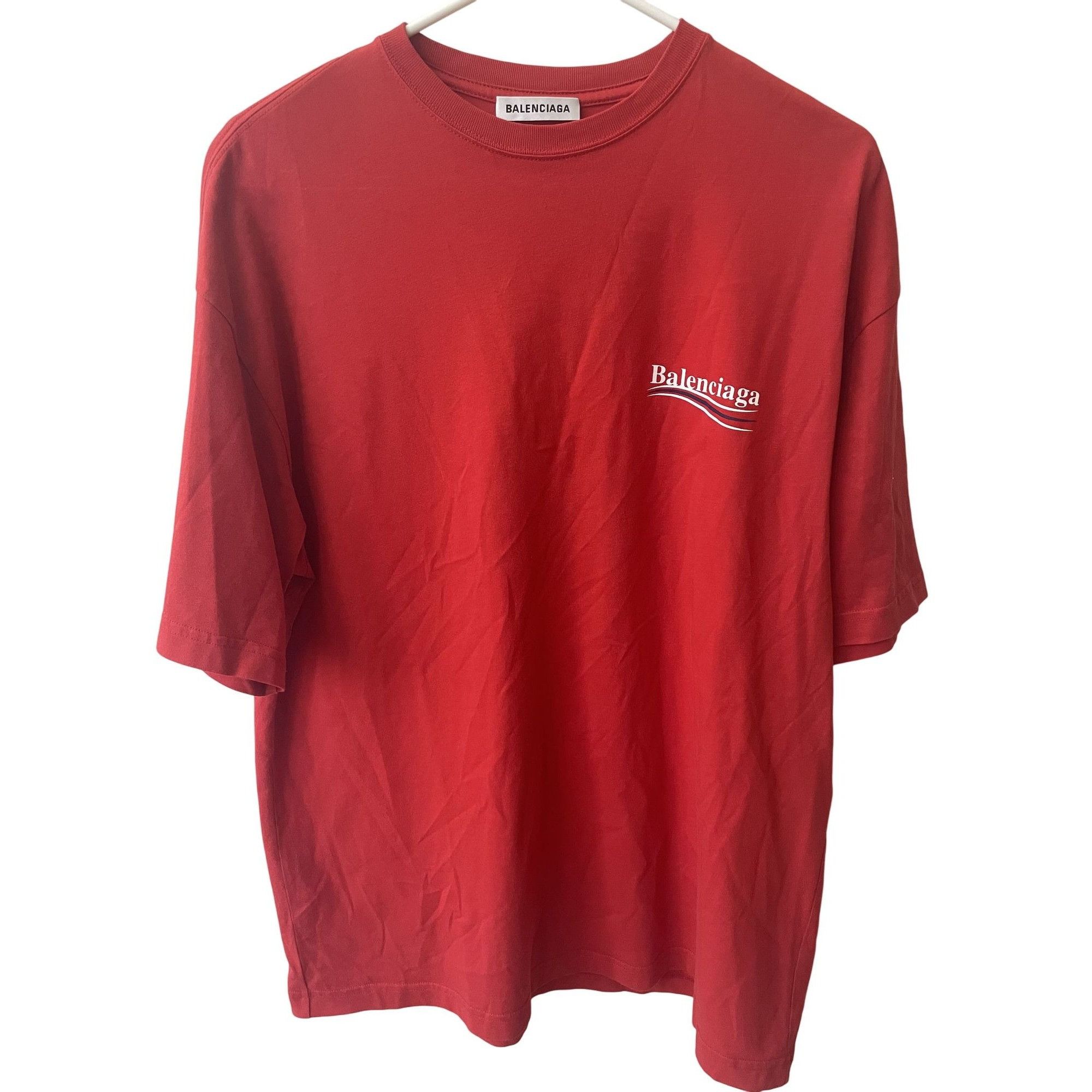 Balenciaga Balenciaga Red Logo T-Shirt XS Cotton Crewneck Short Sleeve Size XS / US 0-2 / IT 36-38 - 1 Thumbnail