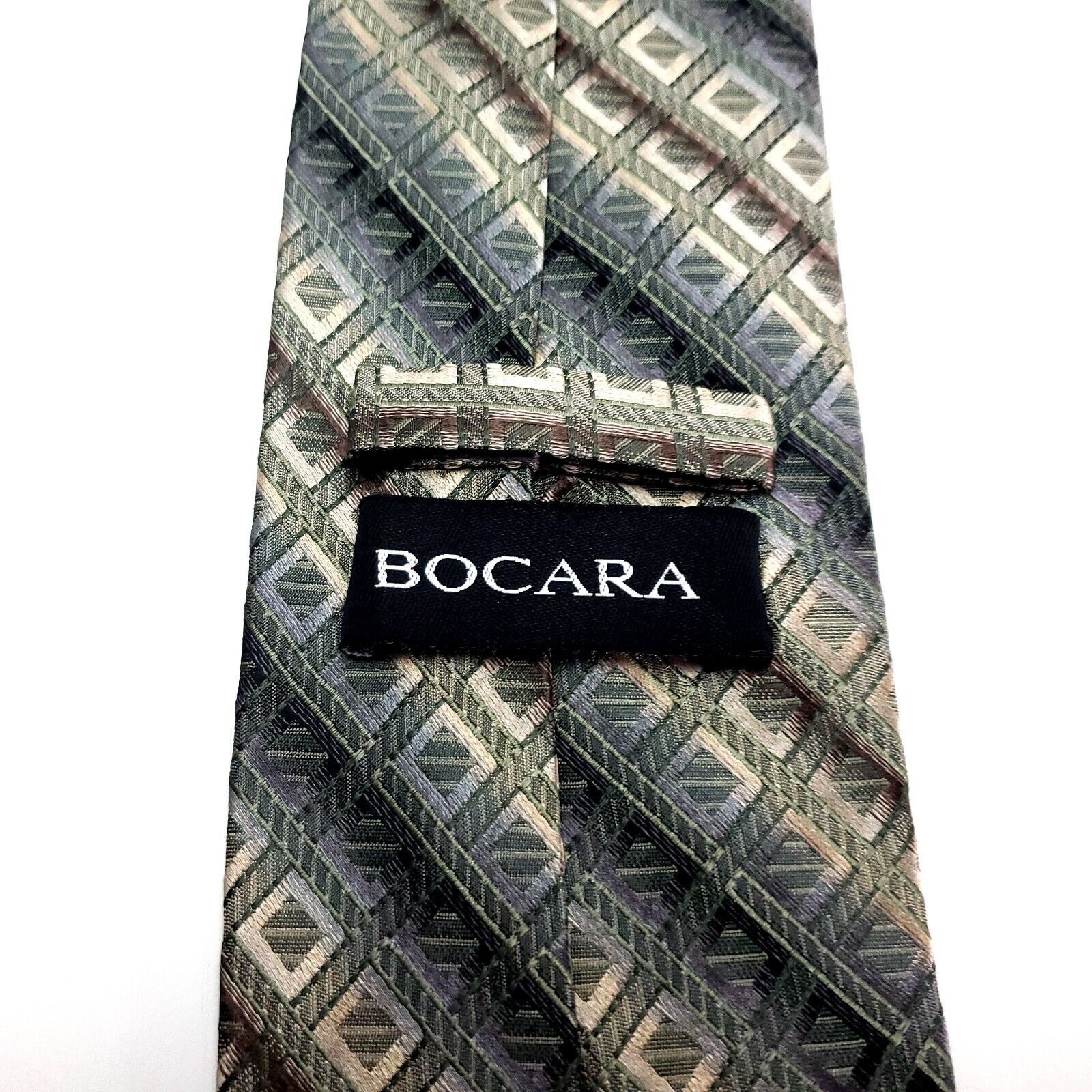 Vintage Bocara Silk Tie Woven Tan Geometric Size ONE SIZE - 3 Thumbnail