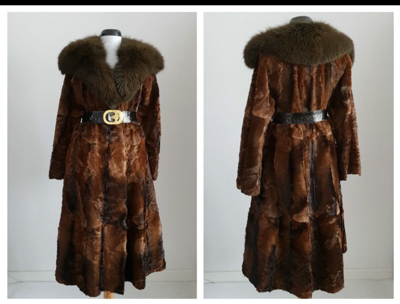 Vintage Vintage Cow Hide and Fox Fur Coat in Brown and Green Size M / US 6-8 / IT 42-44 - 10 Thumbnail