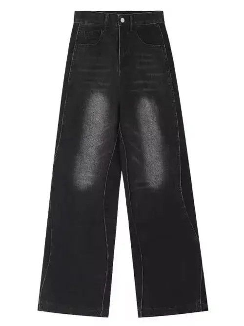 Jean Vintage Washed Black Ripple Relaxed Jeans Size US 30 / EU 46 - 4 Thumbnail