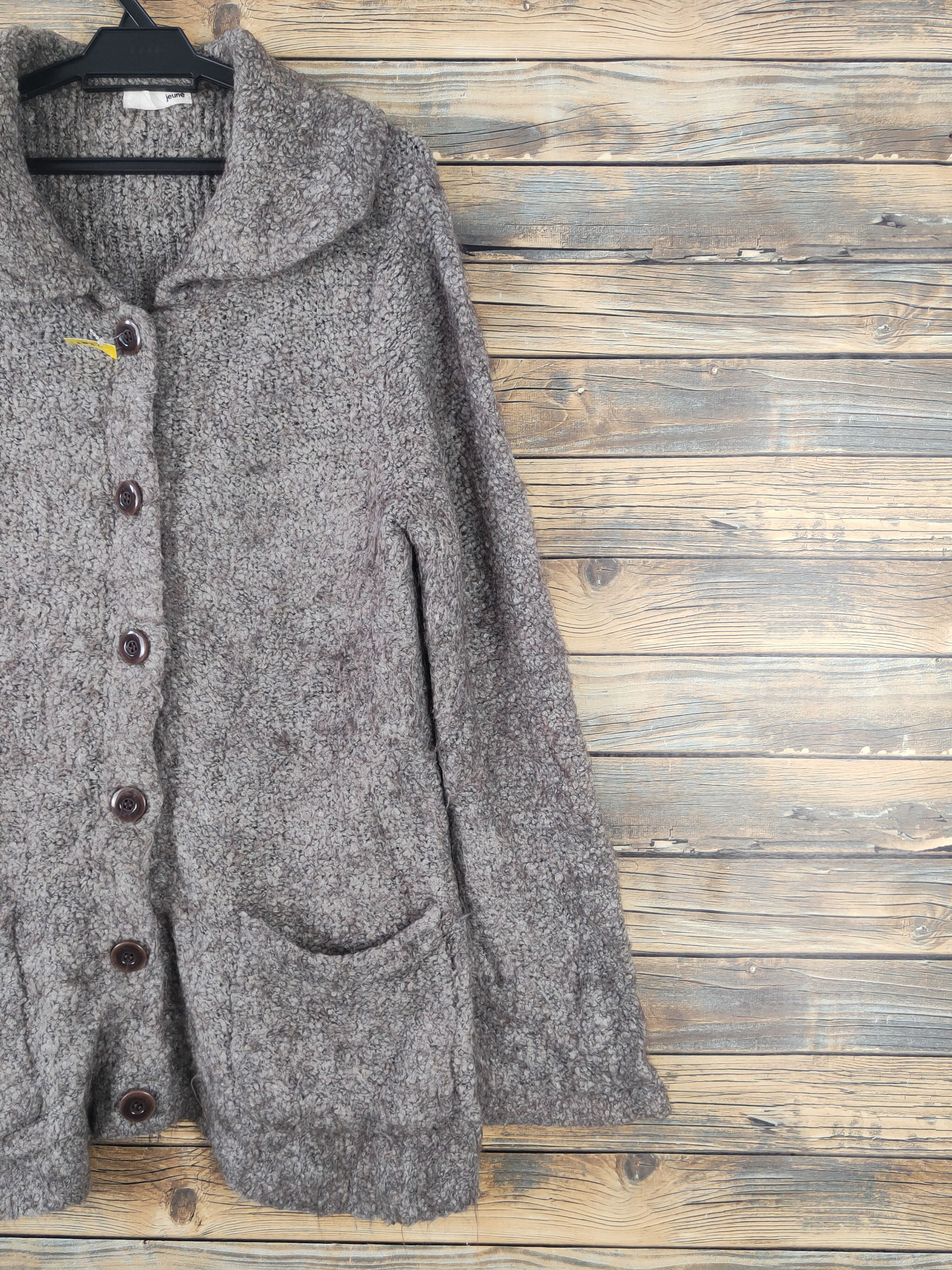 Japanese Brand Jeune Brown Knitwear Wool Cardigan #W2129 Size M / US 6-8 / IT 42-44 - 5 Thumbnail