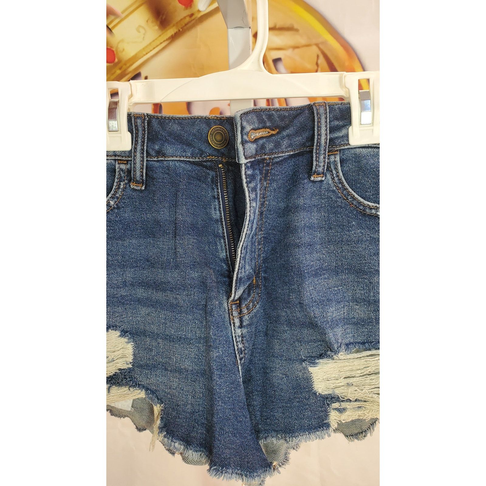 Other SO Dark Blue Distressed High Rise Cutoff Shorts Size 11 Size 34" / US 12 / IT 48 - 3 Thumbnail