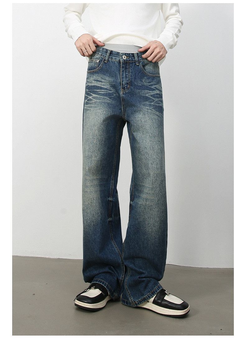 Japanese Brand × Jean Men's retro washed distressed straight loose wide-leg jeans Size US 32 / EU 48 - 1 Thumbnail