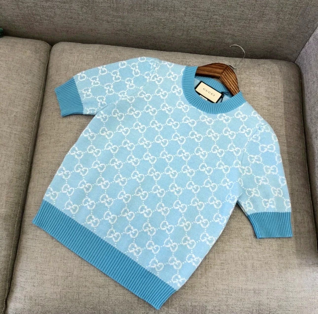 Gucci Gucci GG Wool Knit Short-Sleeve Top Size XS / US 0-2 / IT 36-38 - 1 Thumbnail