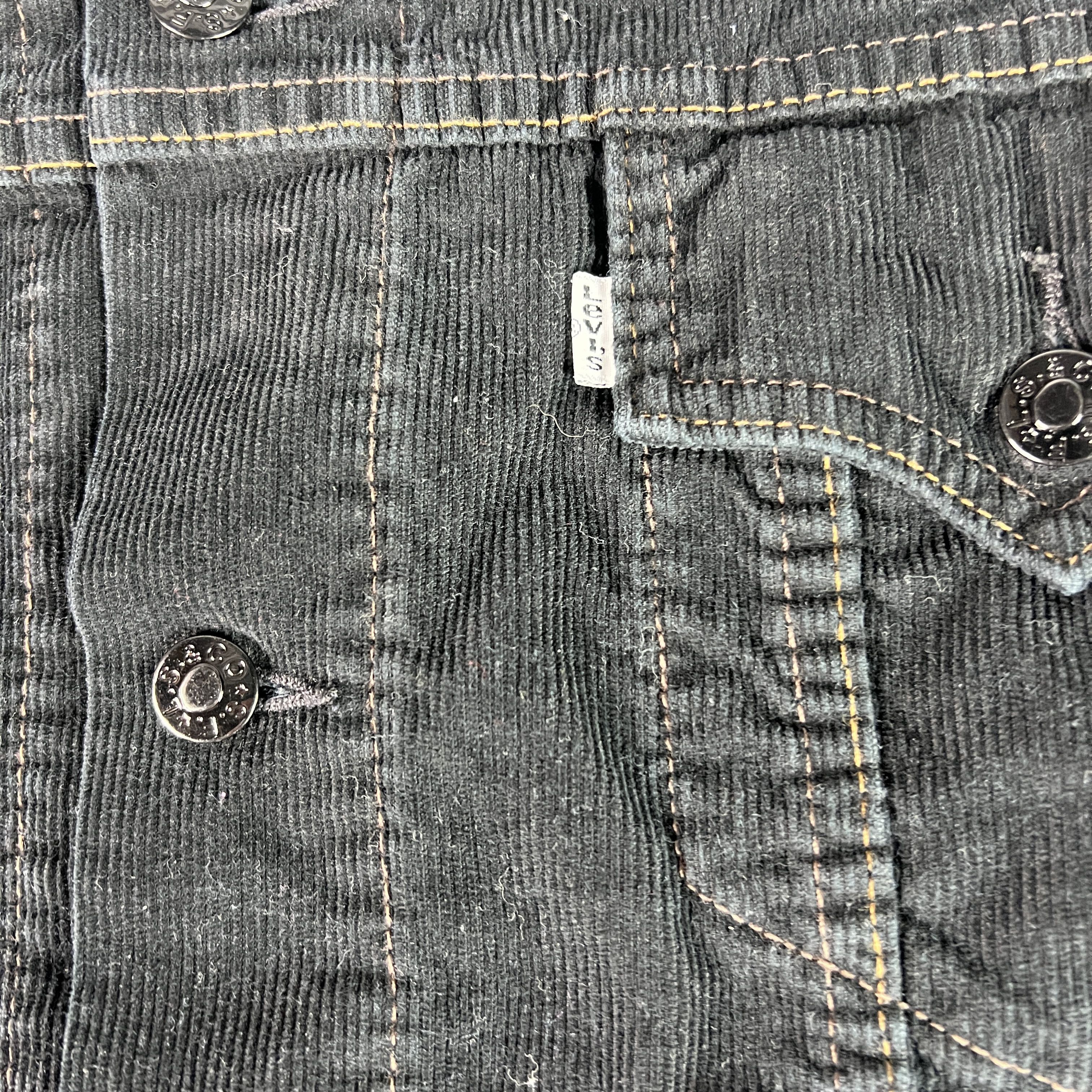 Levi's Y2K Levi's Corduroy Jacket Slim Black Button Up Trucker Size L / US 10 / IT 46 - 5 Thumbnail