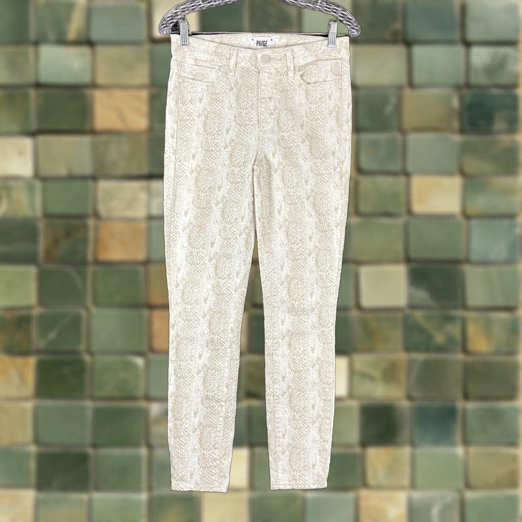 Paige Paige Hoxton Ankle Jeans Women’s 28 Beige Snake Print Size 28" / US 6 / IT 42 - 1 Thumbnail