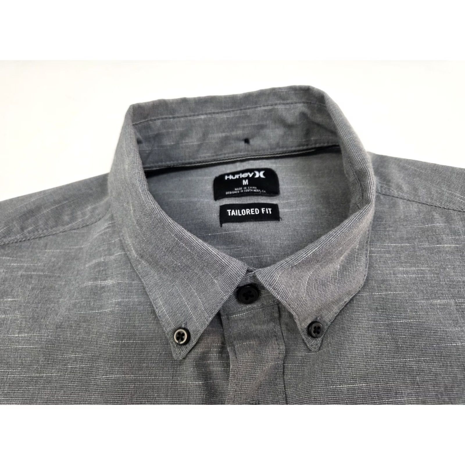 Hurley Hurley Mens Short Sleeve Button-Up Tailored Fit Shirt Grey Size M Size US M / EU 48-50 / 2 - 2 Thumbnail