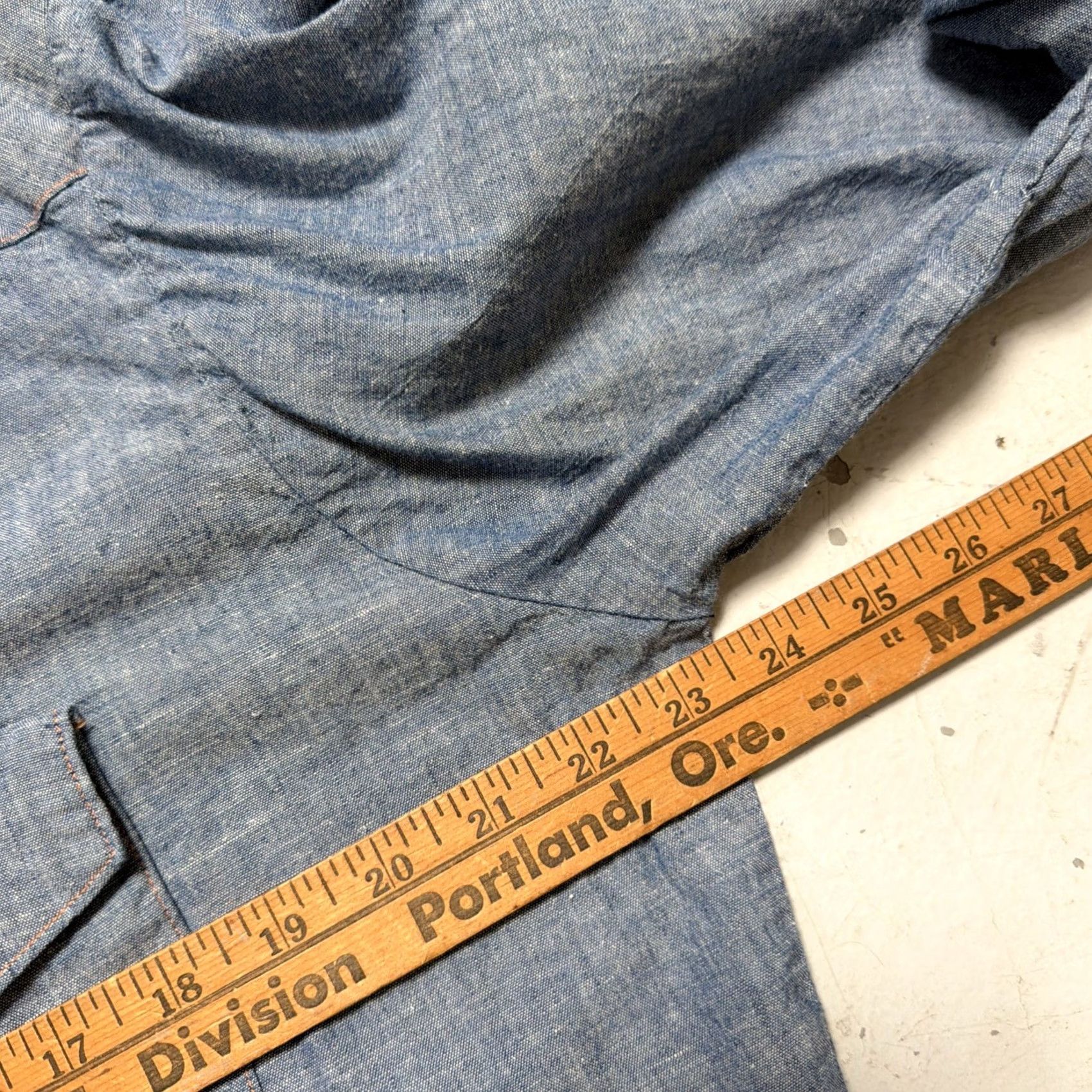 Vintage VINTAGE Big Mac Shirt Unisex Adults Long Sleeve Blues Cotton Chambray Snap Work Ranch Barn 70s Western 100% Selvedge L Size US L / EU 52-54 / 3 - 4 Thumbnail